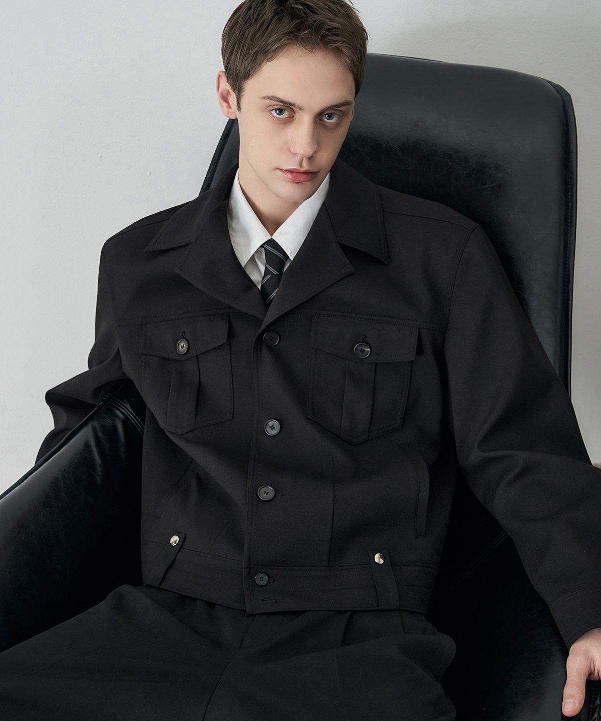 드로우핏(DRAW FIT) 도브 울 트러커 크롭 자켓 [BLACK]