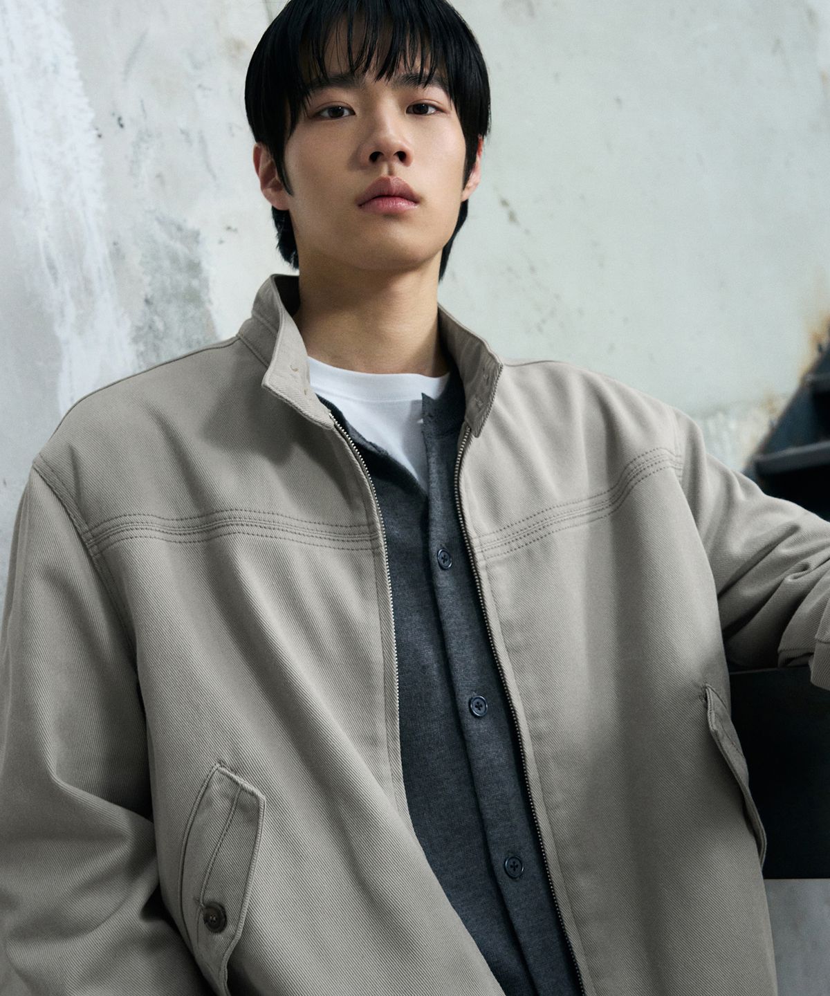 드로우핏(DRAW FIT) 이글 해링턴 워싱 자켓 [LIGHT GREY]