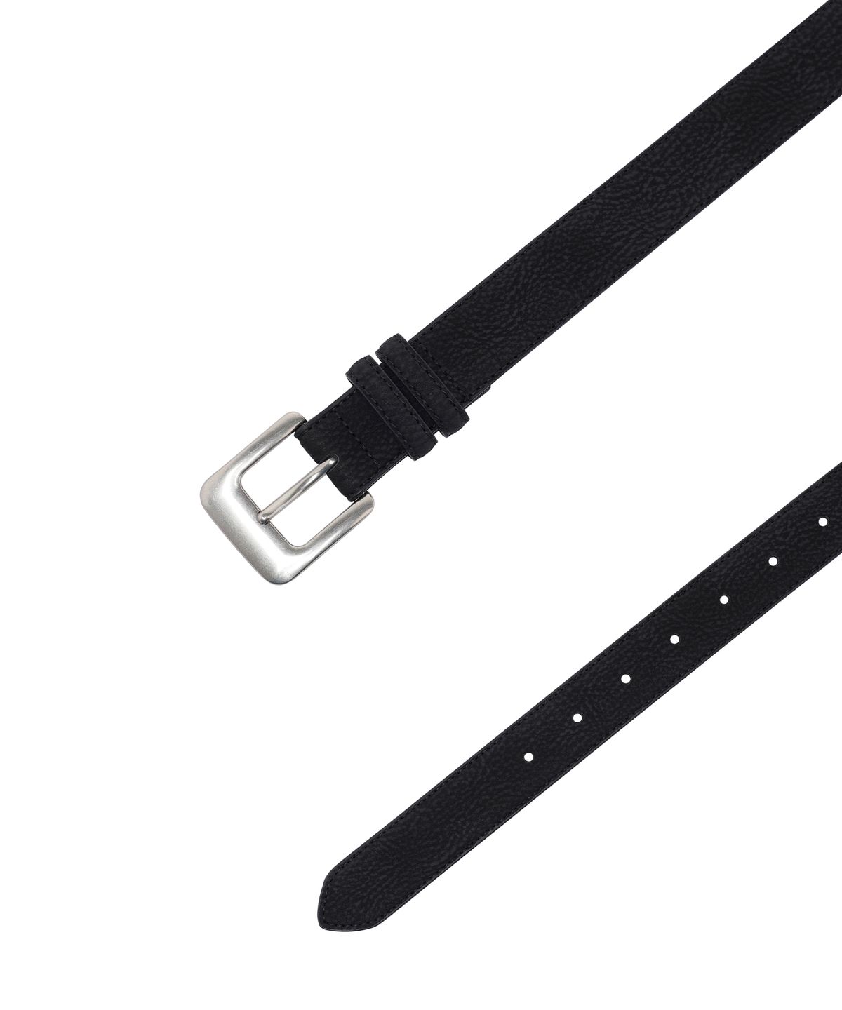기철(KICHUL) Grain Leather Square Frame Belt (Black)
