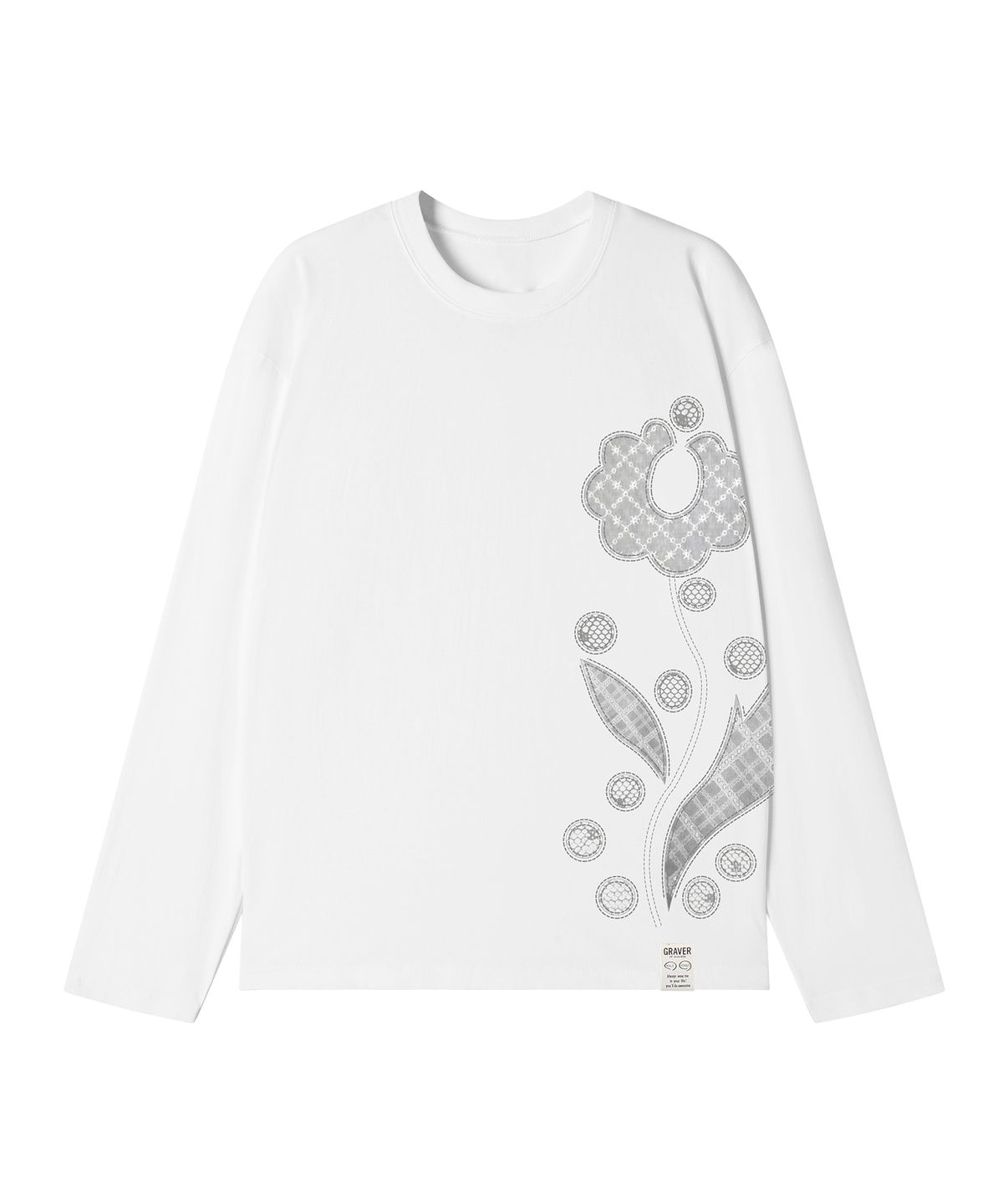그레이버(GRAVER) [UNISEX]LACE FLOWER 롱슬리브 티셔츠_3color
