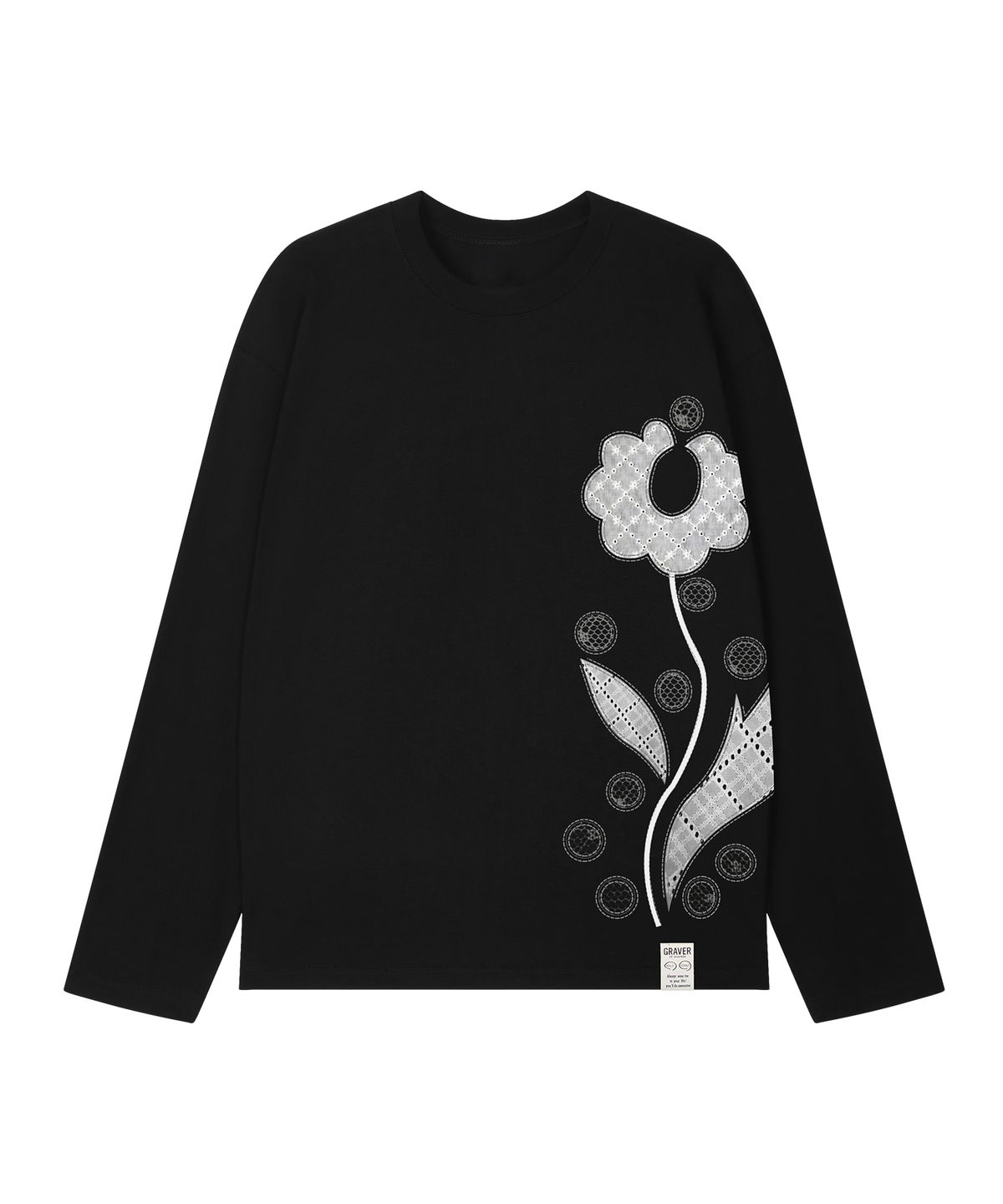 그레이버(GRAVER) [UNISEX]LACE FLOWER 롱슬리브 티셔츠_3color