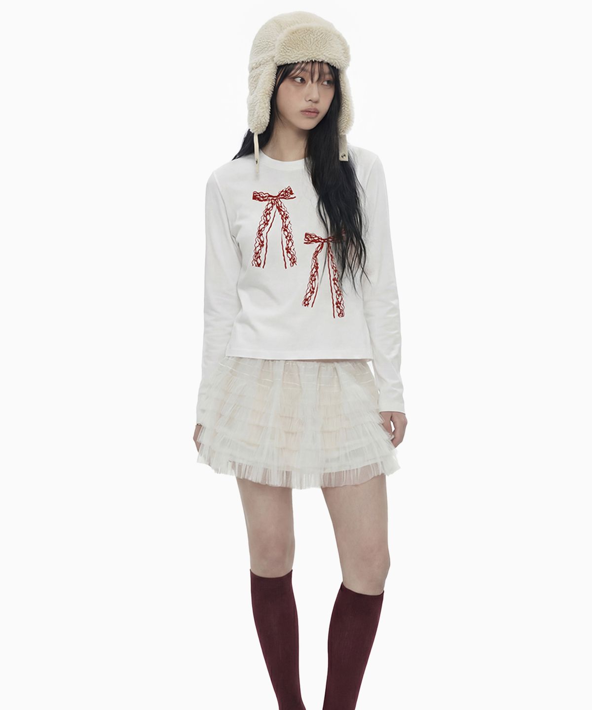 그레이버(GRAVER) [UNISEX]TWO RIBBONS 롱슬리브 티셔츠_3color