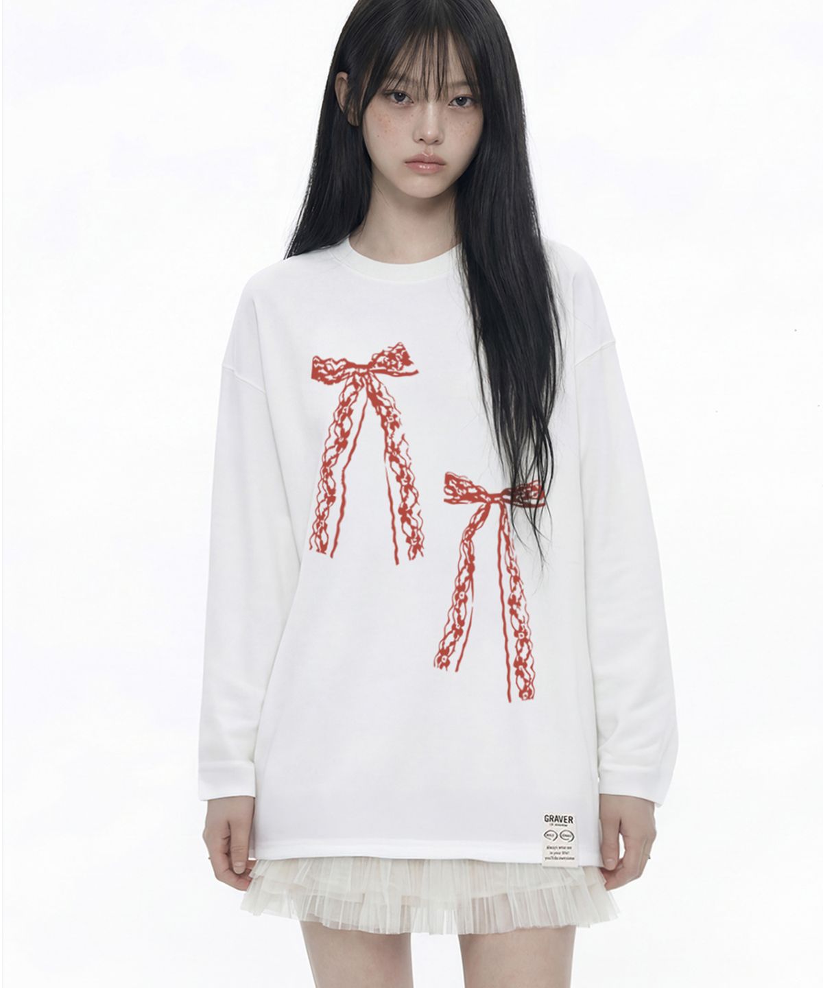 그레이버(GRAVER) [UNISEX]TWO RIBBONS 롱슬리브 티셔츠_3color
