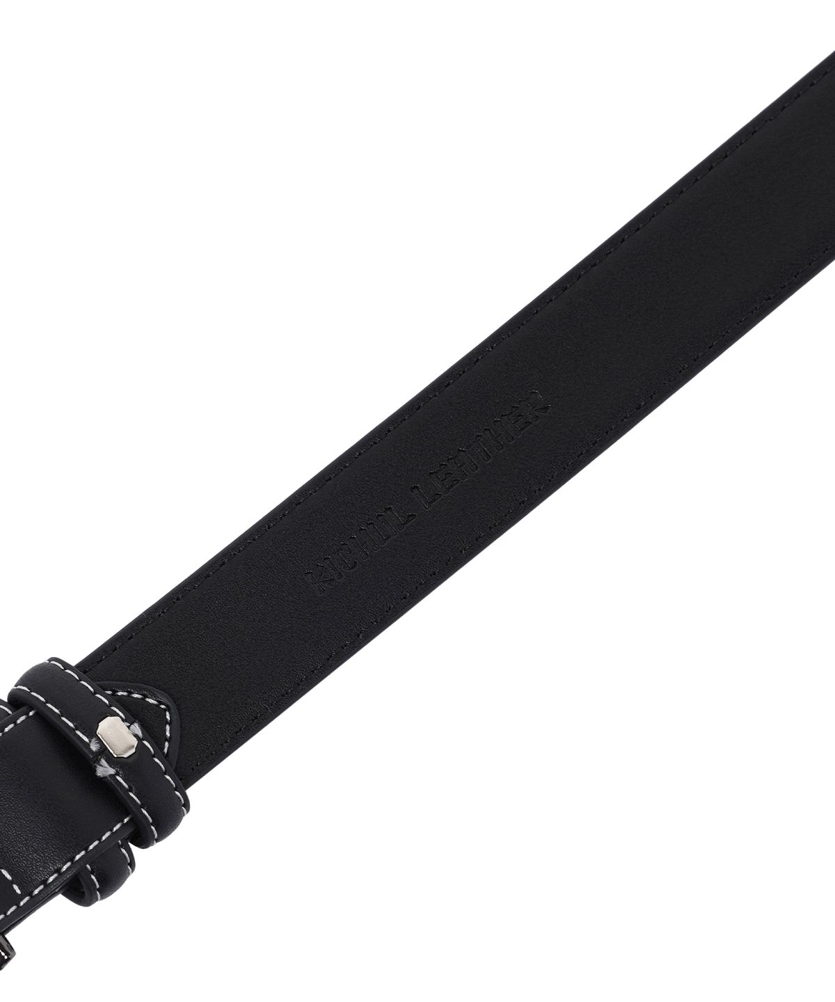 기철(KICHUL) Stitched Leather Eyelet Belt (Black)
