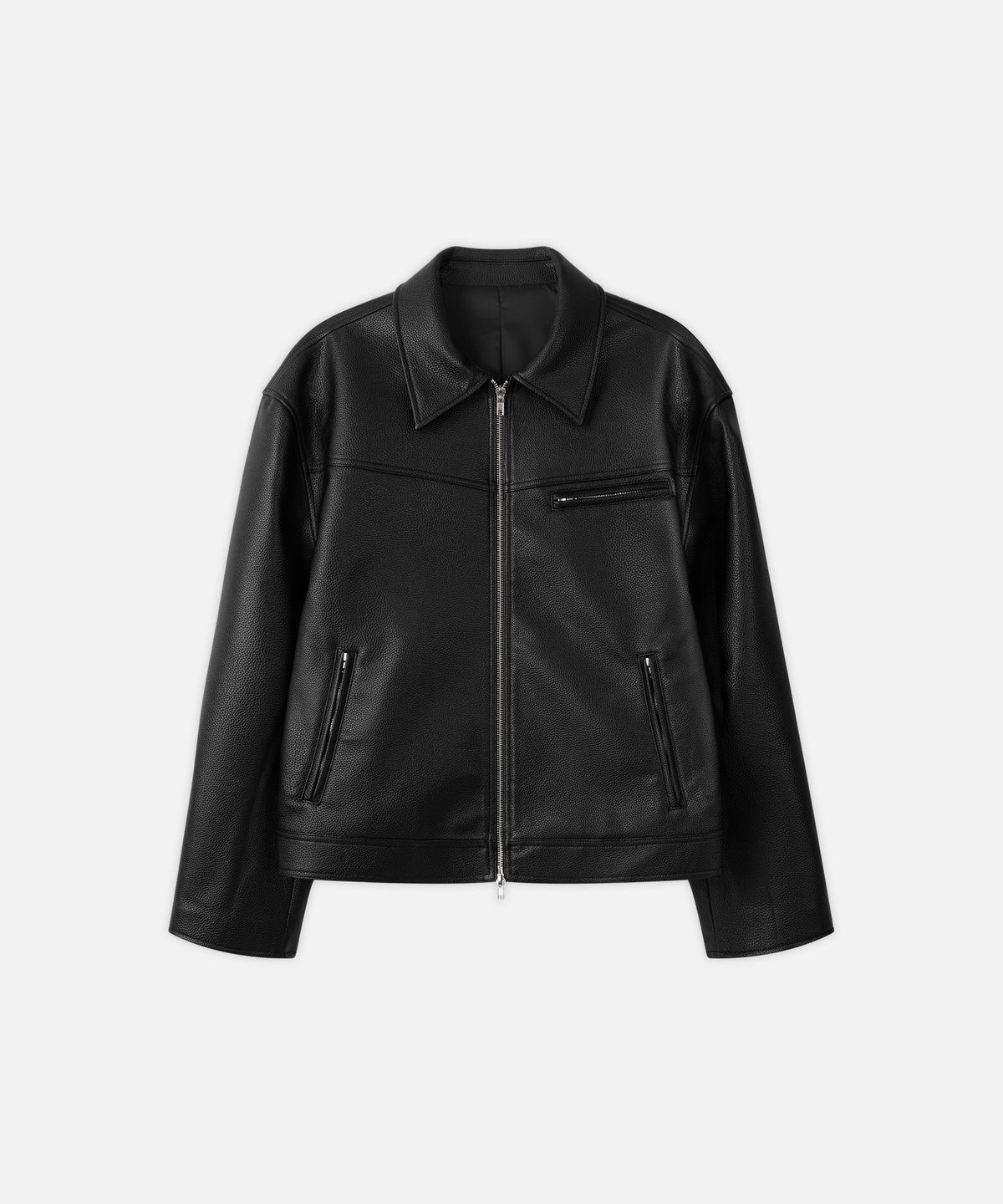 드로우핏(DRAW FIT) 러셀 텍스쳐드 싱글 레더 자켓 [BLACK]