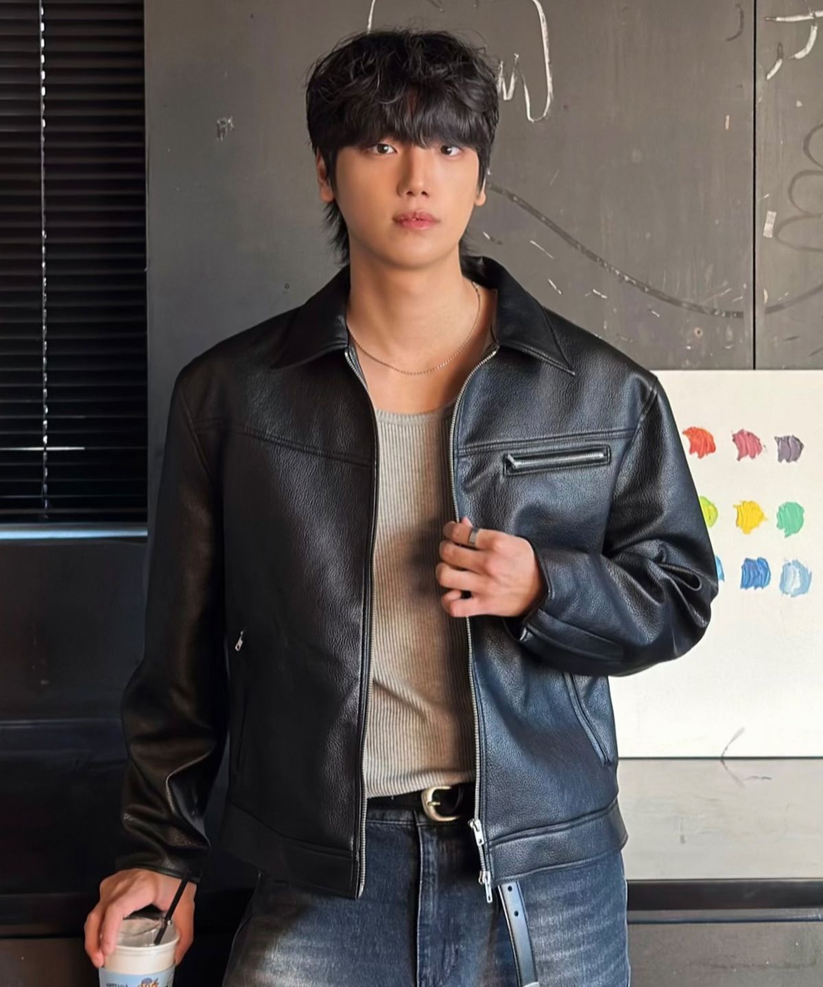 드로우핏(DRAW FIT) 러셀 텍스쳐드 싱글 레더 자켓 [BLACK]