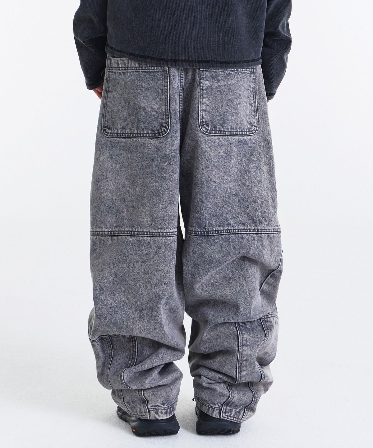 기철(KICHUL) Asym Vintage Cargo Denim Pants (Stone Grey)