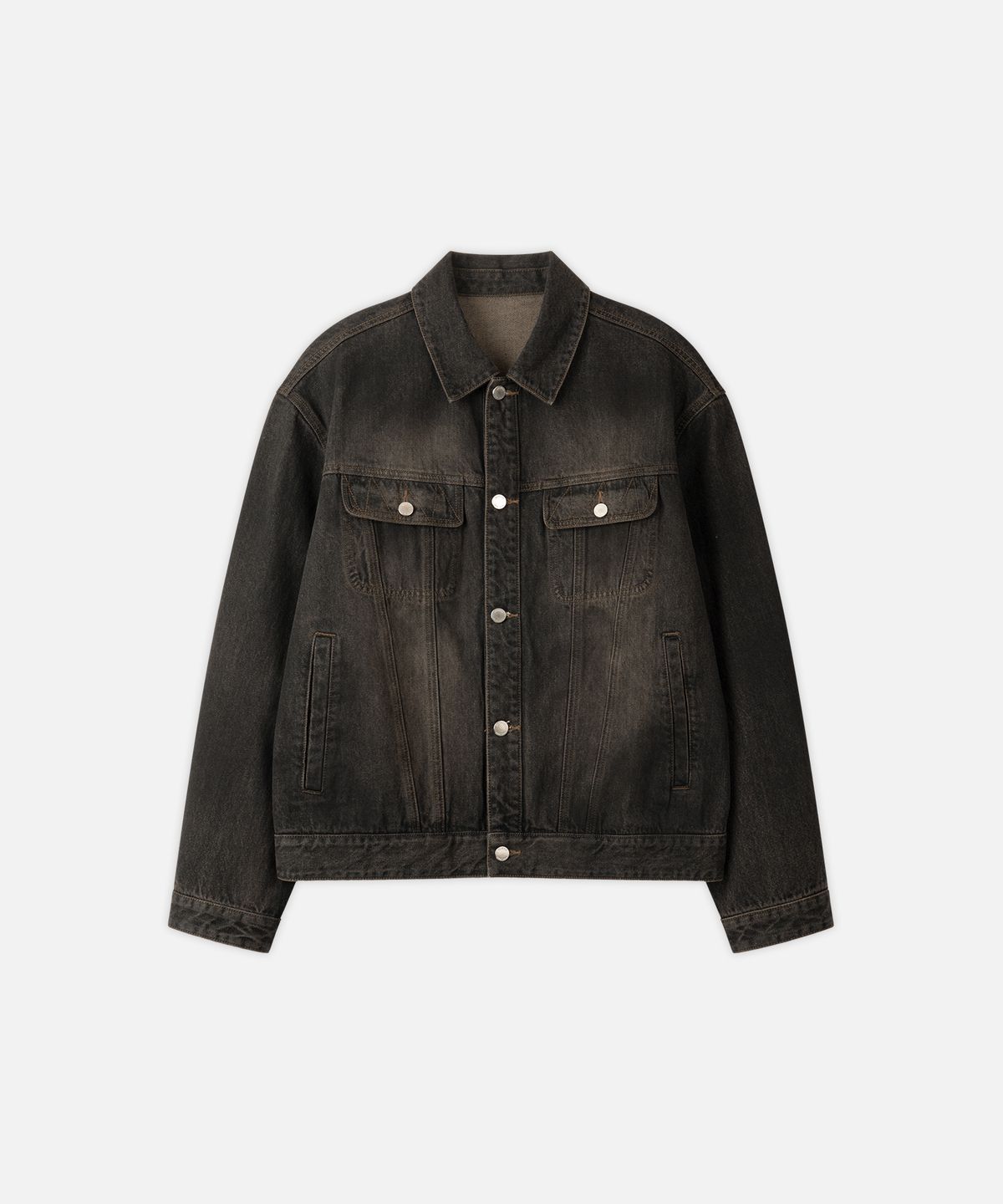드로우핏(DRAW FIT) 로우 스모크 데님 트러커 자켓 [BLACK]