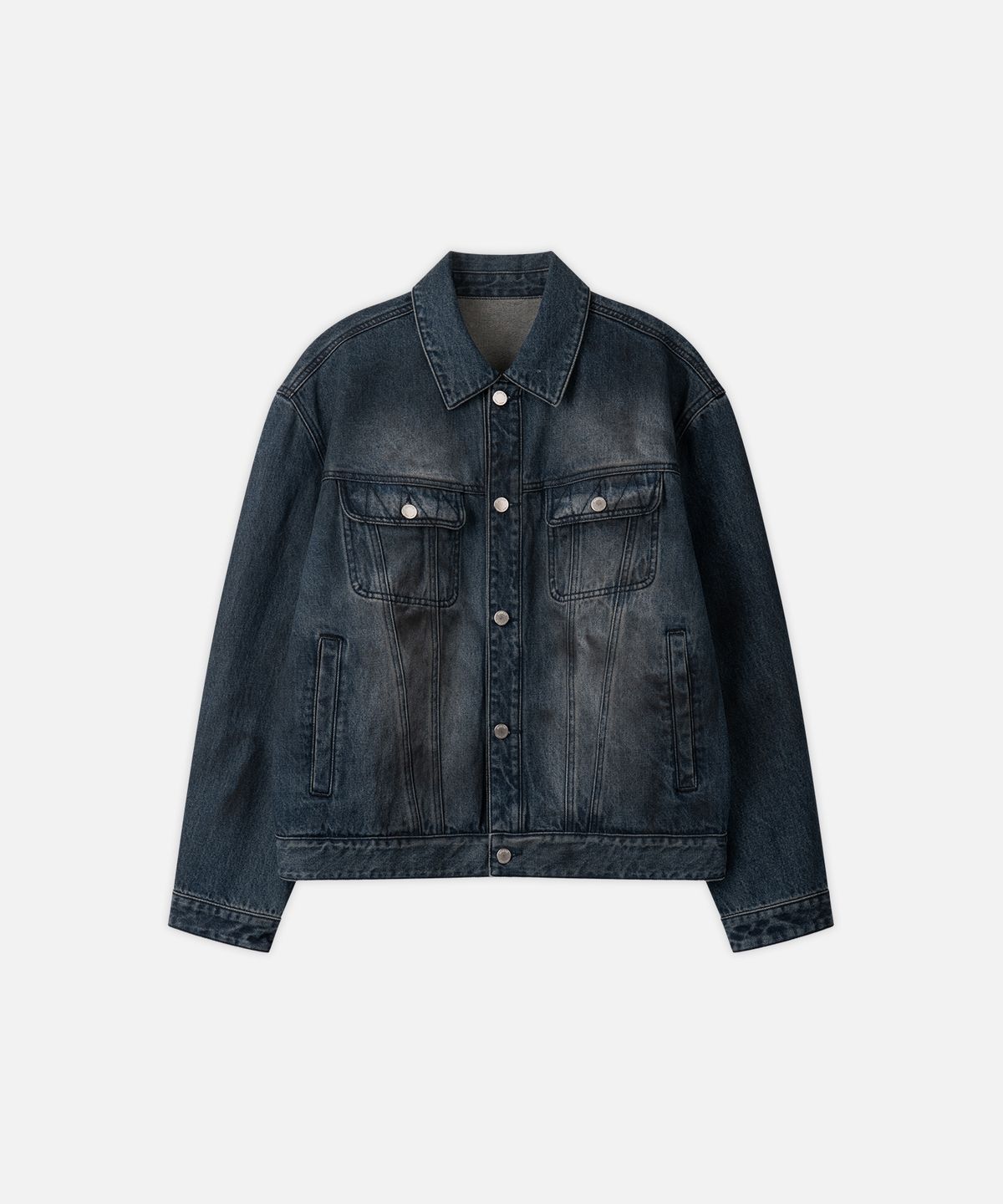 드로우핏(DRAW FIT) 로우 스모크 데님 트러커 자켓 [MIDNIGHT BLUE]