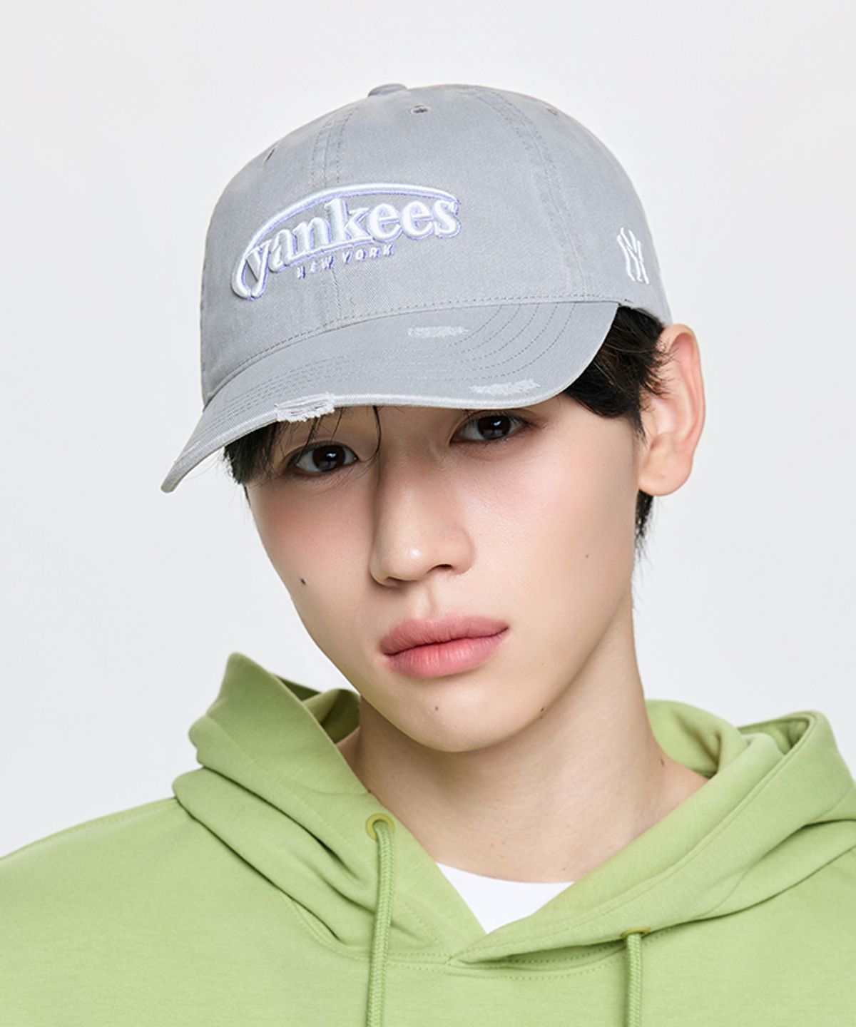 엠엘비(MLB) 빈티지 데미지 커브 로고 언스트럭쳐 볼캡 NY (Grey)