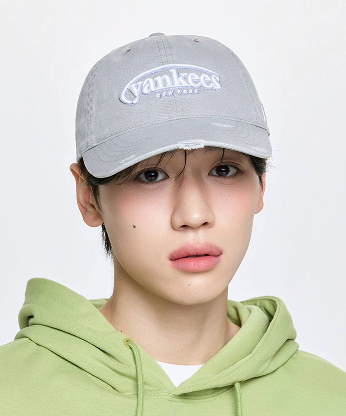 엠엘비(MLB) 빈티지 데미지 커브 로고 언스트럭쳐 볼캡 NY (Grey)