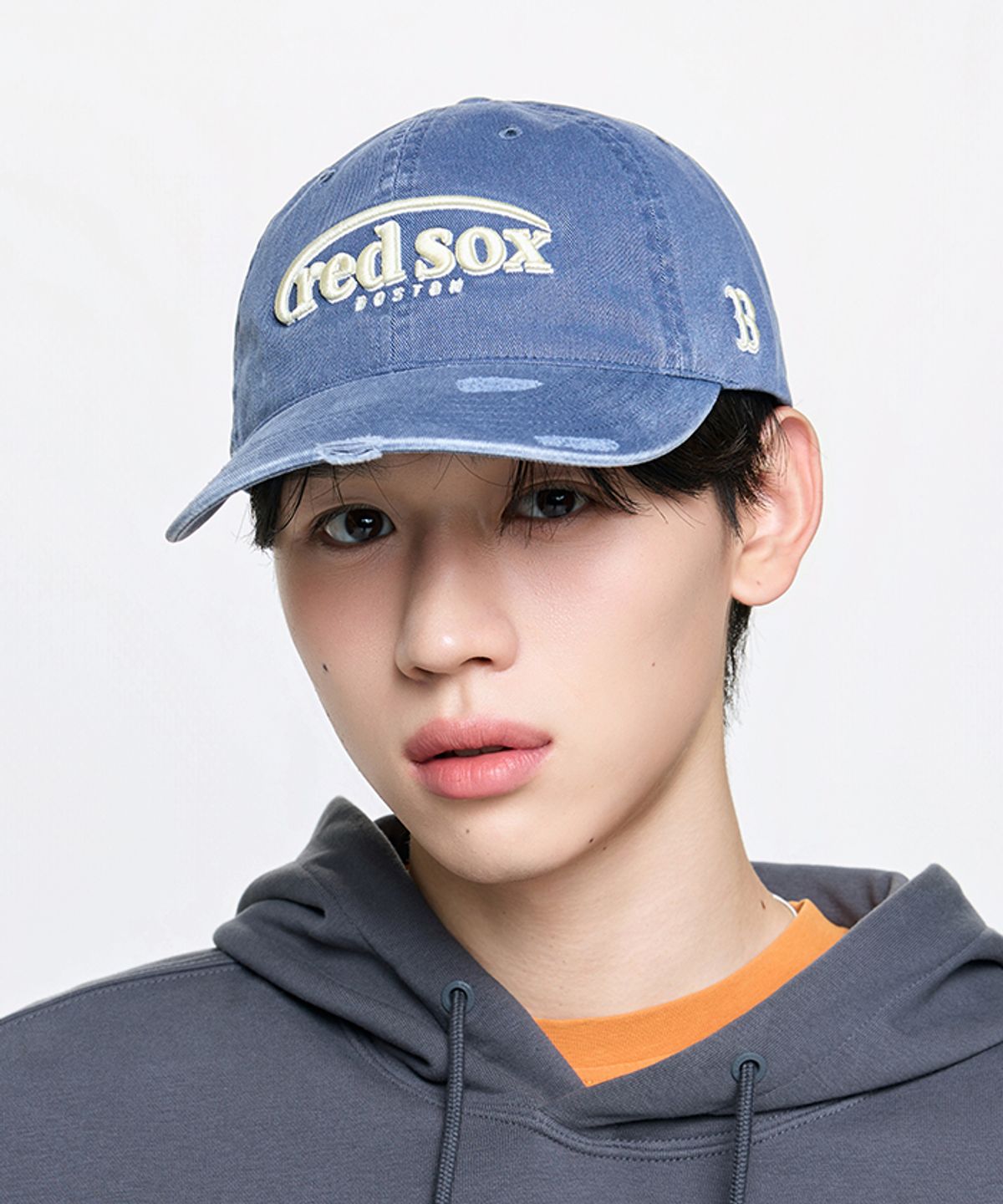 엠엘비(MLB) 빈티지 데미지 커브 로고 언스트럭쳐 볼캡 BOS (L.Navy)