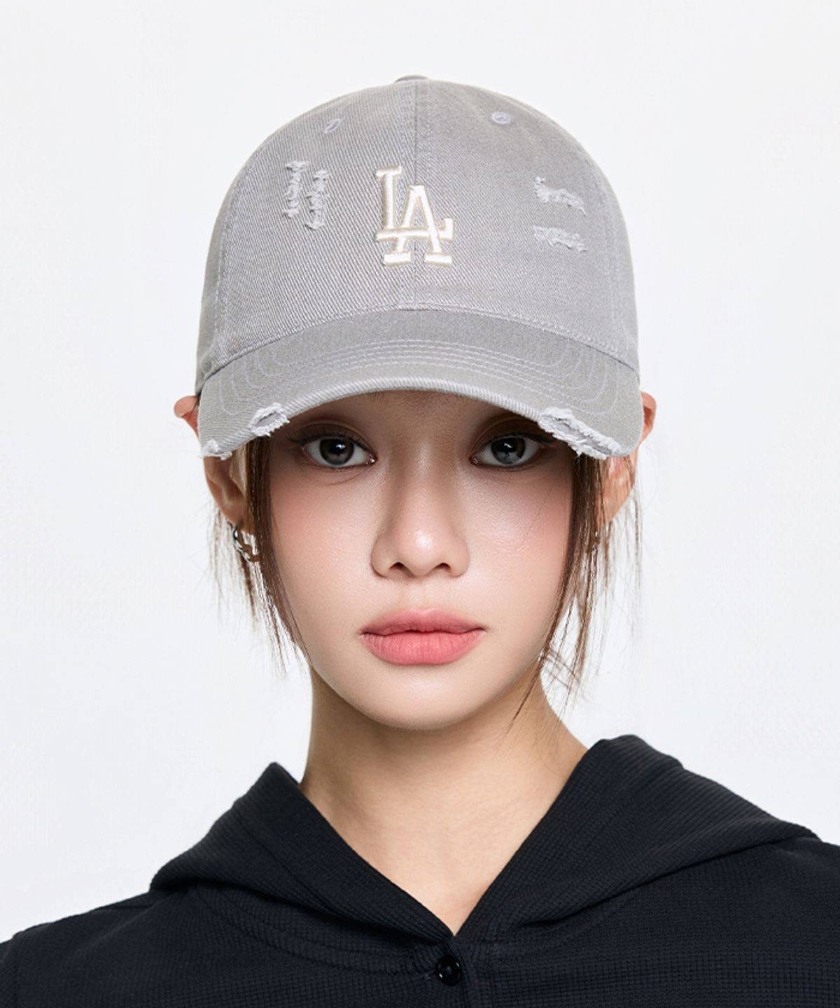 엠엘비(MLB) 데미지 워싱 언스트럭쳐 볼캡 LA (Grey)