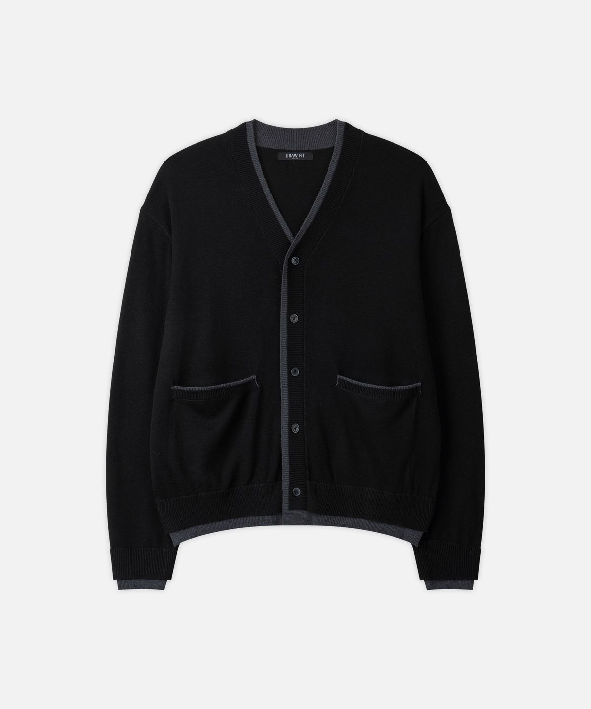 드로우핏(DRAW FIT) 울 블렌드 레이어드 크롭 가디건 [BLACK]