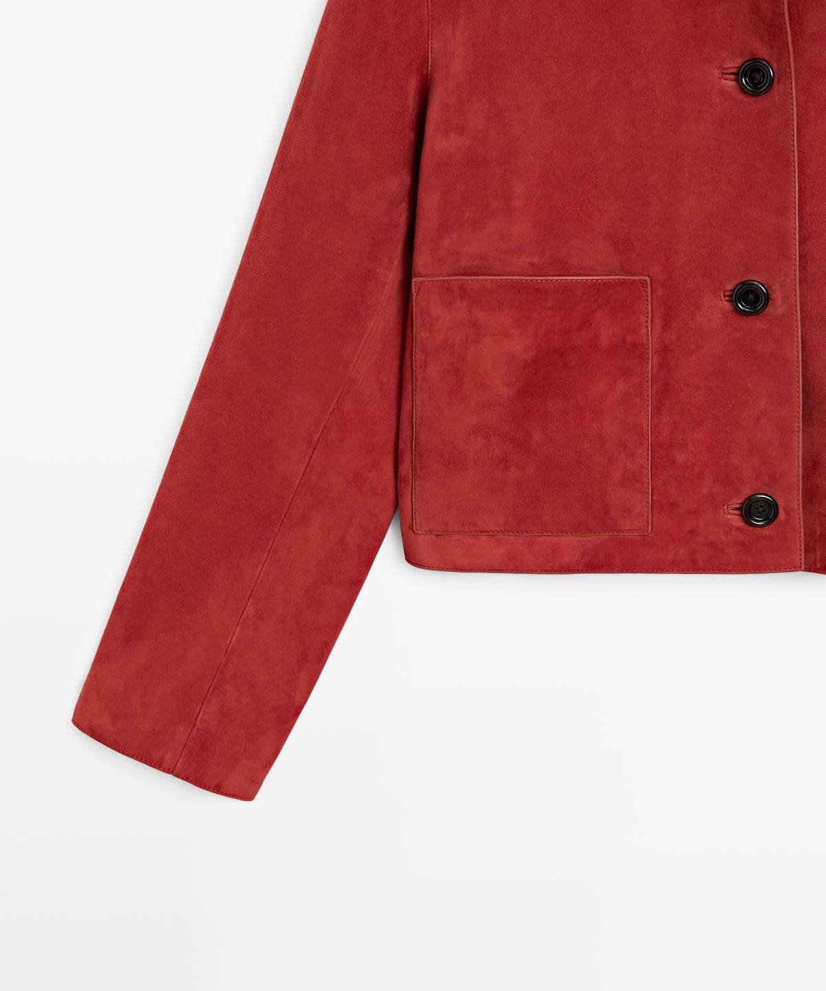 마시모두띠(MASSIMO DUTTI) 스웨이드 레더 크롭 자켓