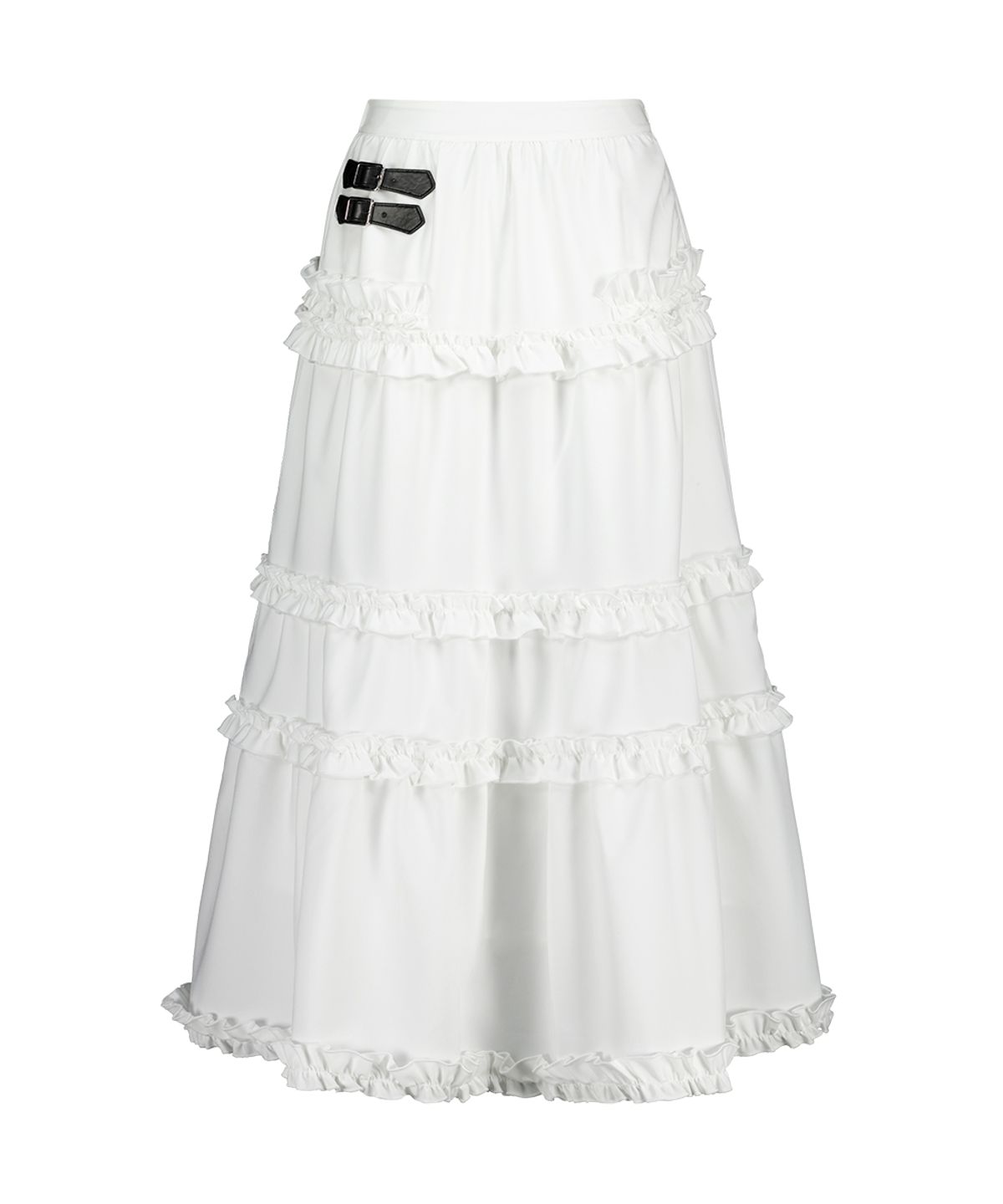 일리고(ILLIGO) 버클 프릴 롱 스커트 화이트