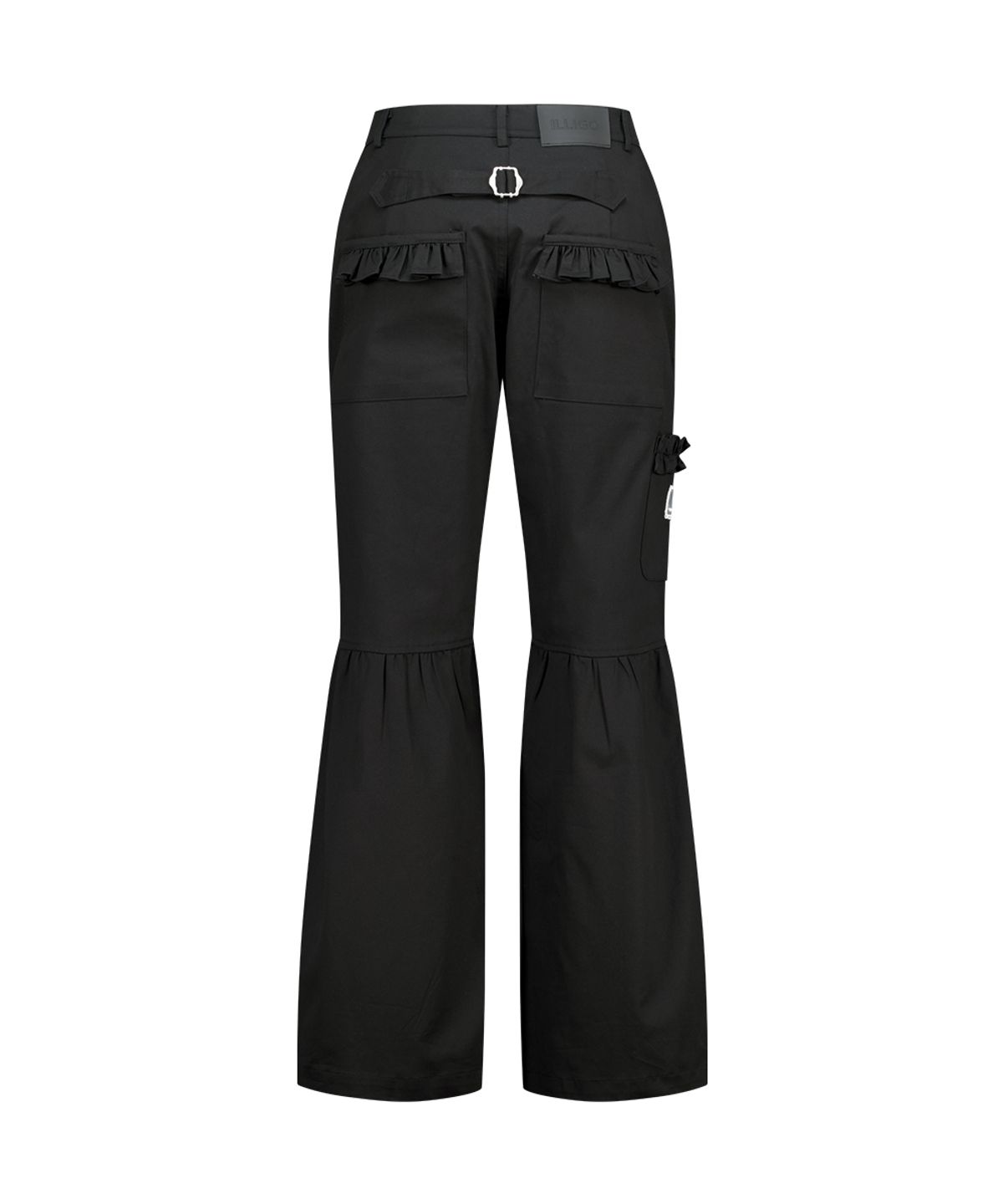 일리고(ILLIGO) 셔링 부츠컷 팬츠 블랙
