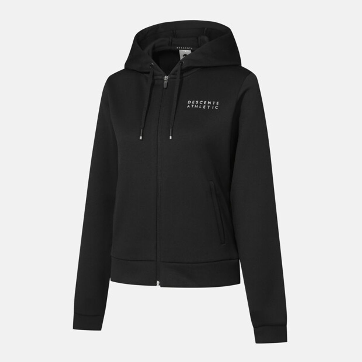 데상트(DESCENTE) 우먼스 소프트 트레이닝 후드 집업 자켓 블랙 SR122PFT12