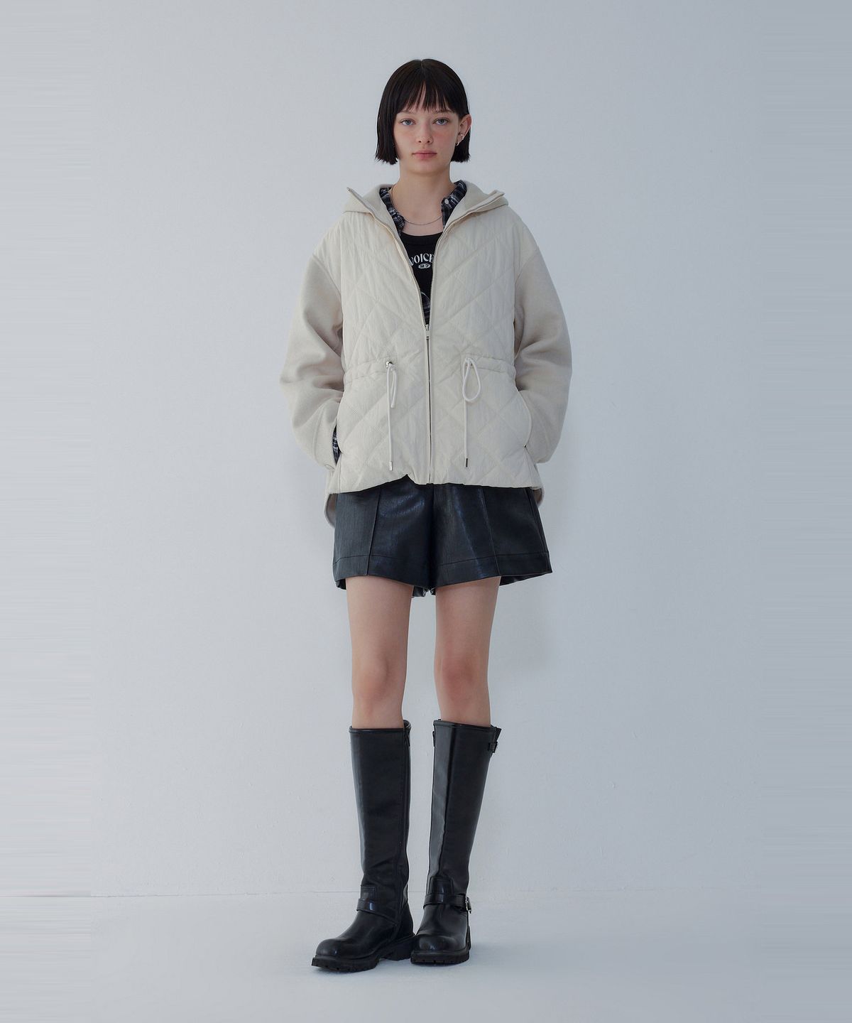 보브(VOICE OF VOICES) 울 블렌드 후디 패딩 점퍼_아이보리 7156120001