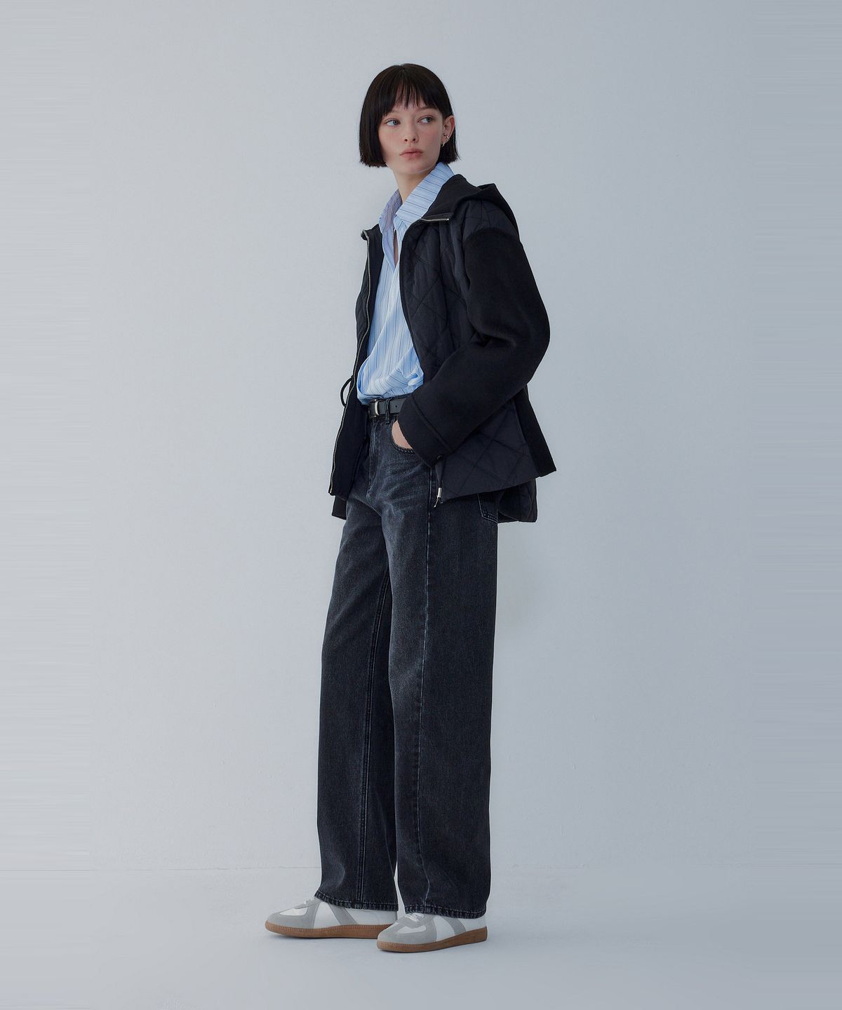 보브(VOICE OF VOICES) 울 블렌드 후디 패딩 점퍼_블랙 7156120001