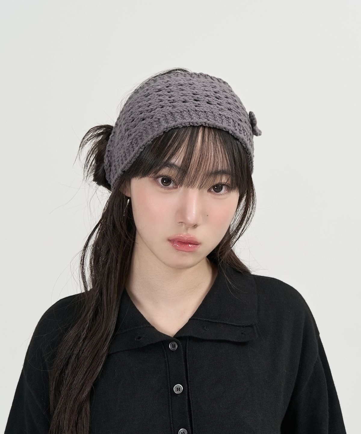 토피 우먼(TOFFEE WOMEN) W 크로쉐 니트 헤어 밴드 (GREY)