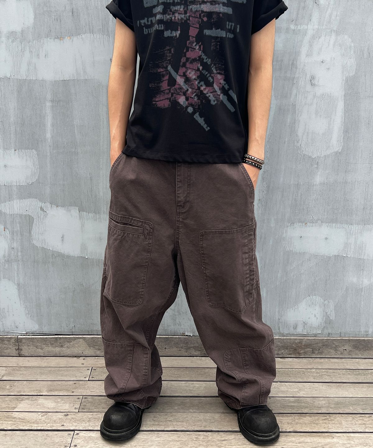 기철(KICHUL) Asym Vintage Cargo Pants (Washed Purple)