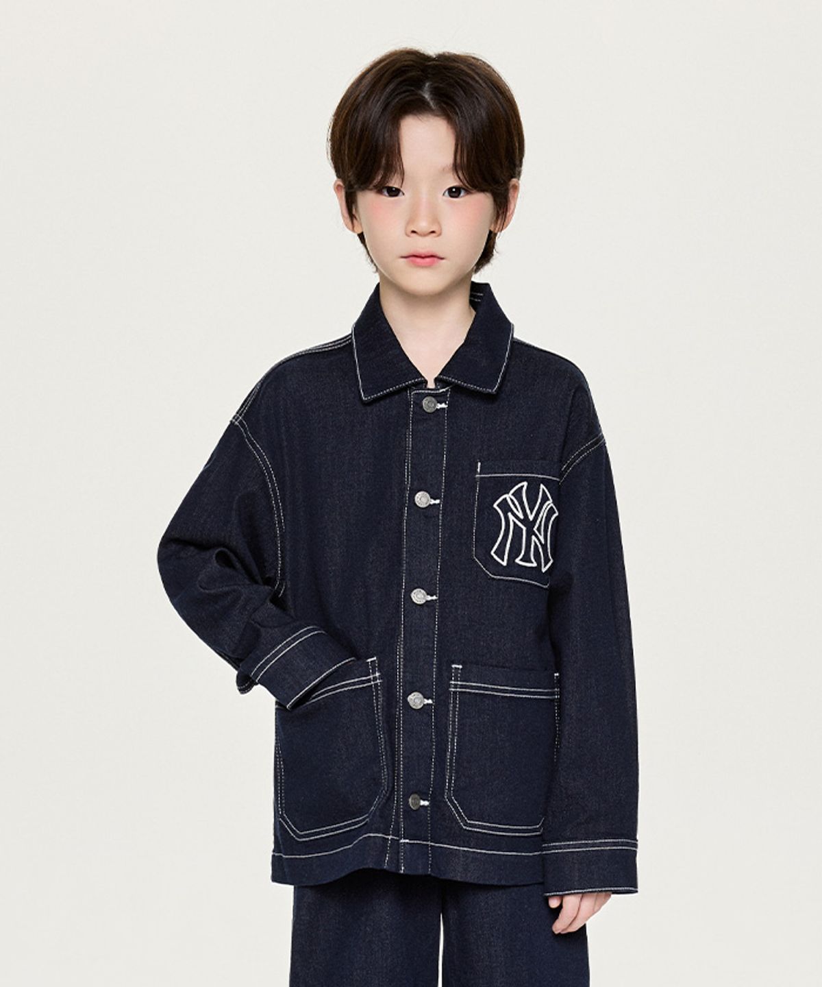 엠엘비 키즈(MLB KIDS) 베이직 데님라이크 셔켓 NY (Navy)