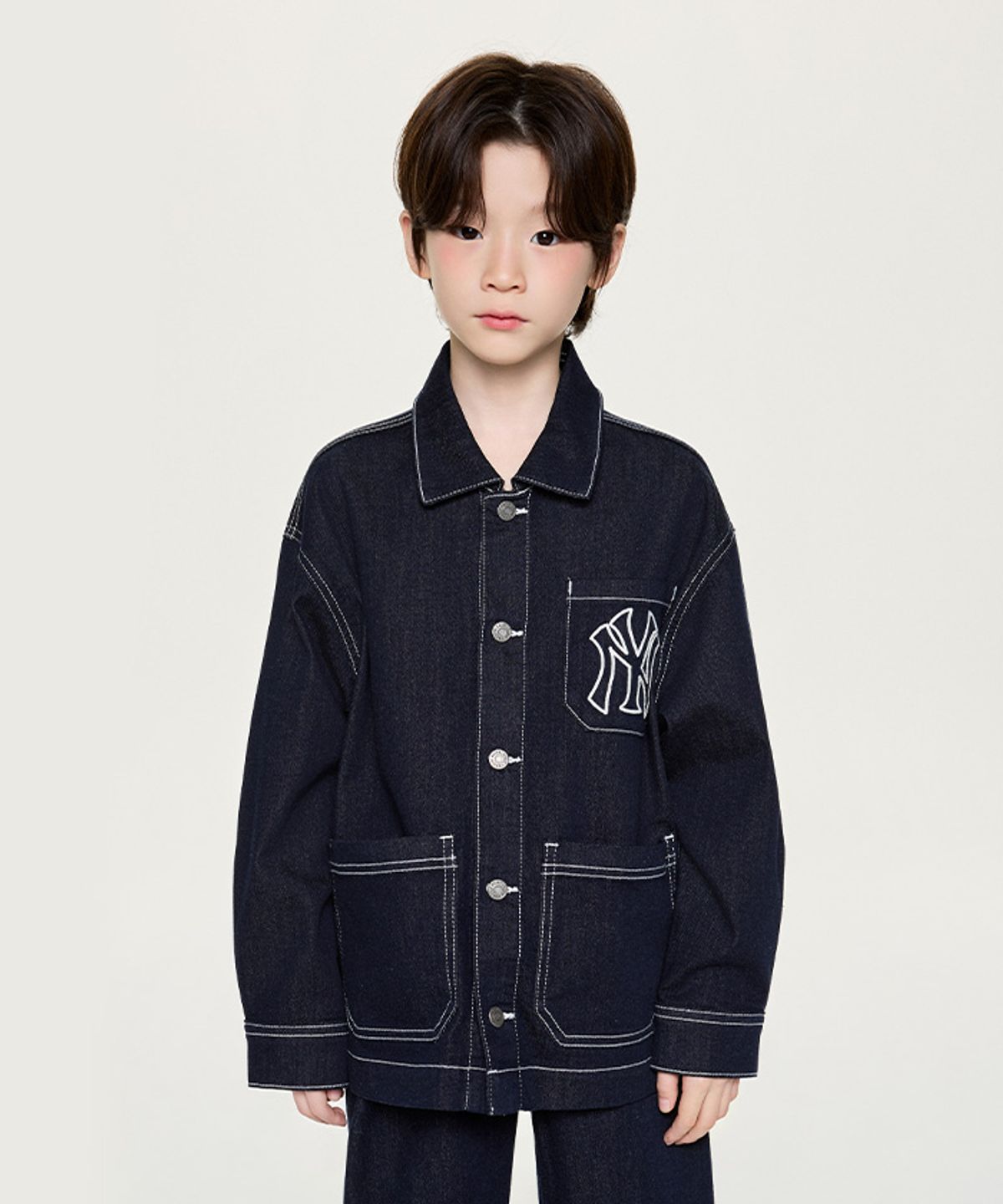 엠엘비 키즈(MLB KIDS) 베이직 데님라이크 셔켓 NY (Navy)