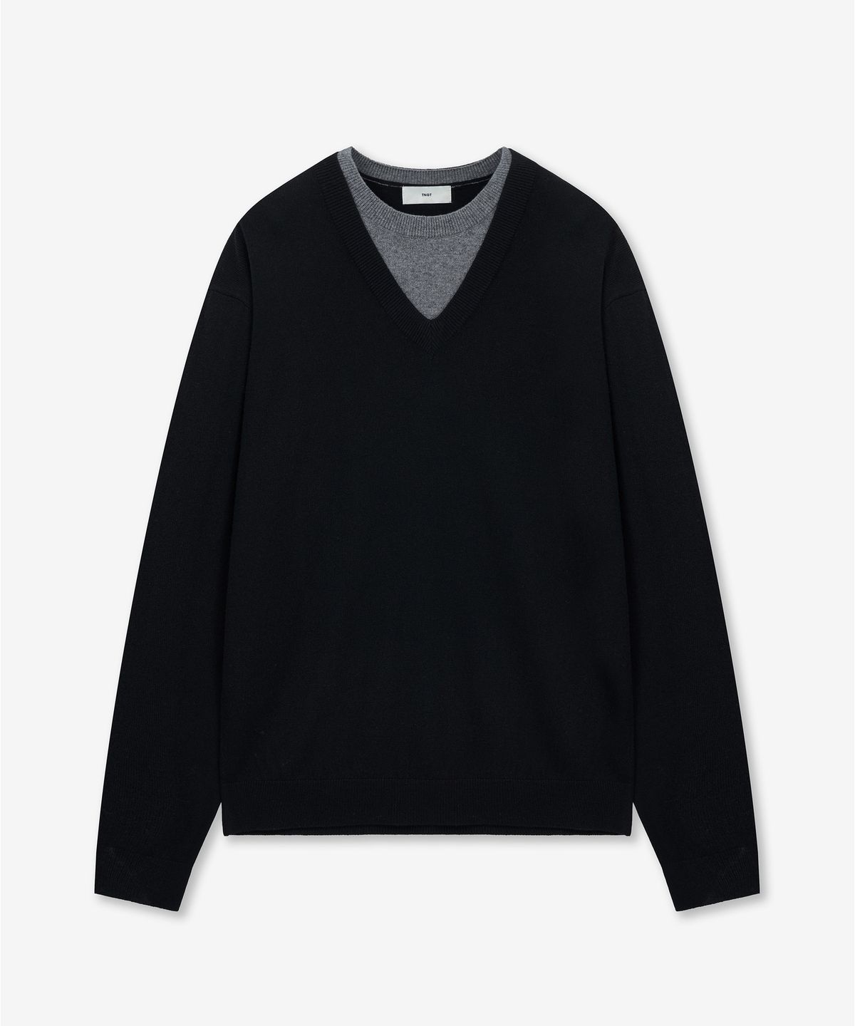 티엔지티(TNGT) Layered V-Neck Knit Top (Black) TNSW6E102BK