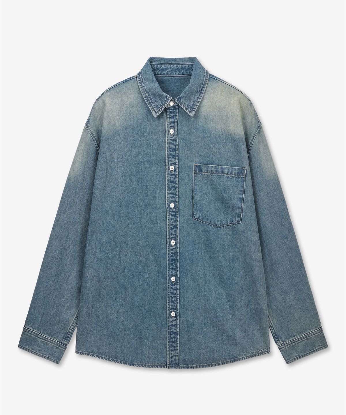 티엔지티(TNGT) Oversize Denim Shirts (Vintage Blue) TNSH6E105B2