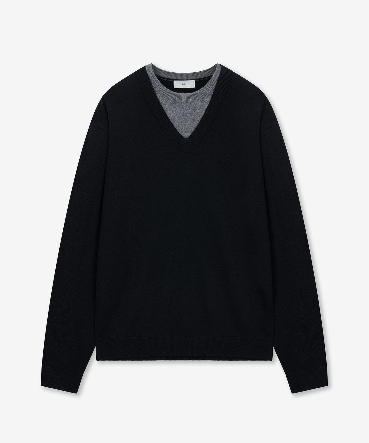 티엔지티 우먼(TNGT WOMAN) W Layered V-Neck Knit Top (Black) TNSW6E102BK