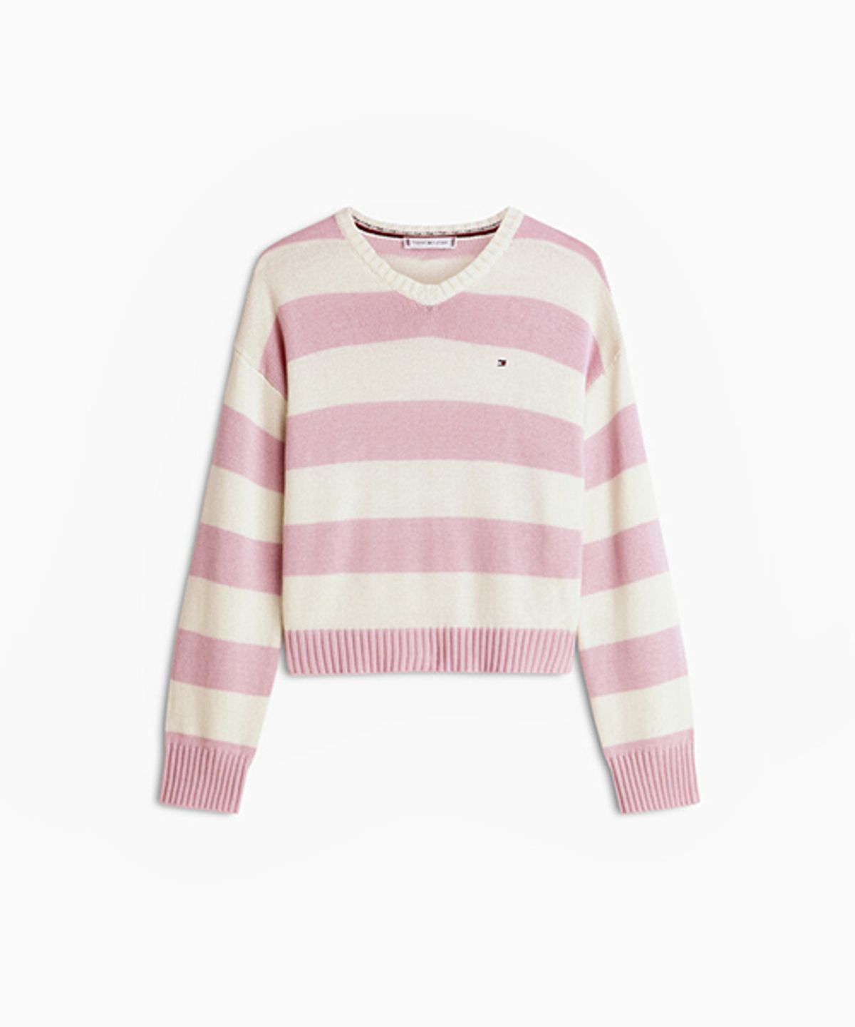 타미힐피거(TOMMY HILFIGER) 볼드 스트라이프 브이넥 풀오버 (T22G0KTO031WT10D1)