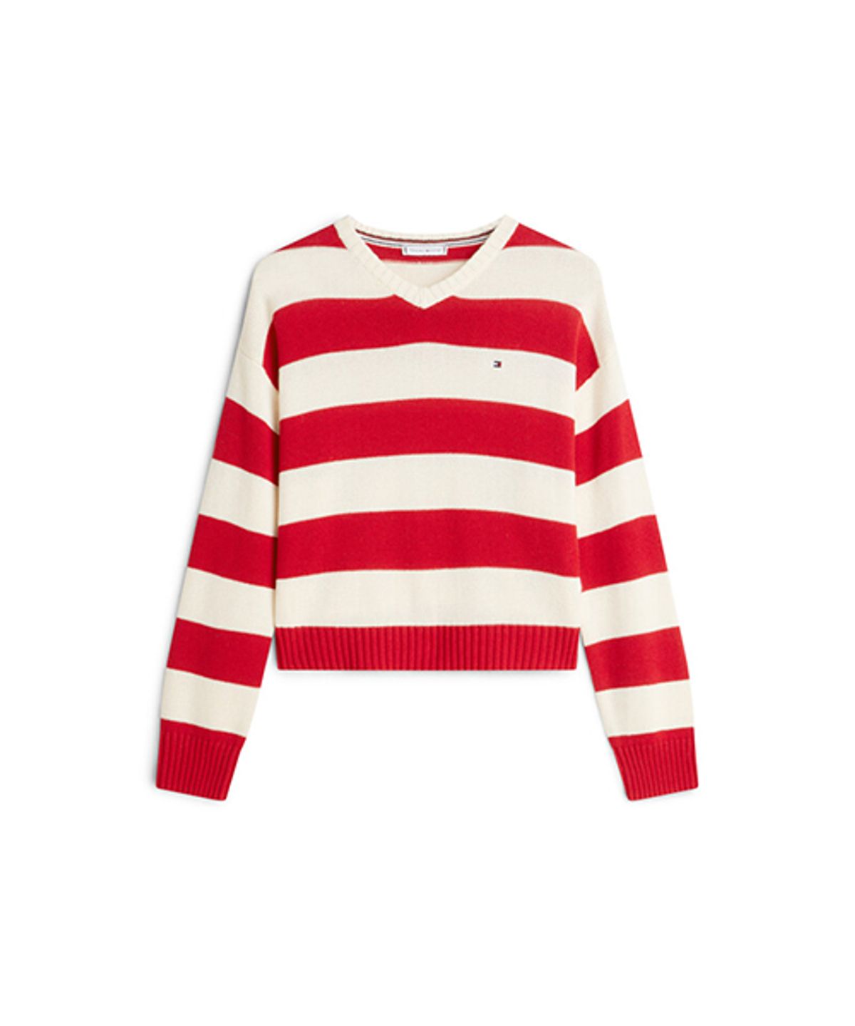 타미힐피거(TOMMY HILFIGER) 볼드 스트라이프 브이넥 풀오버 (T22G0KTO031WT10EY)