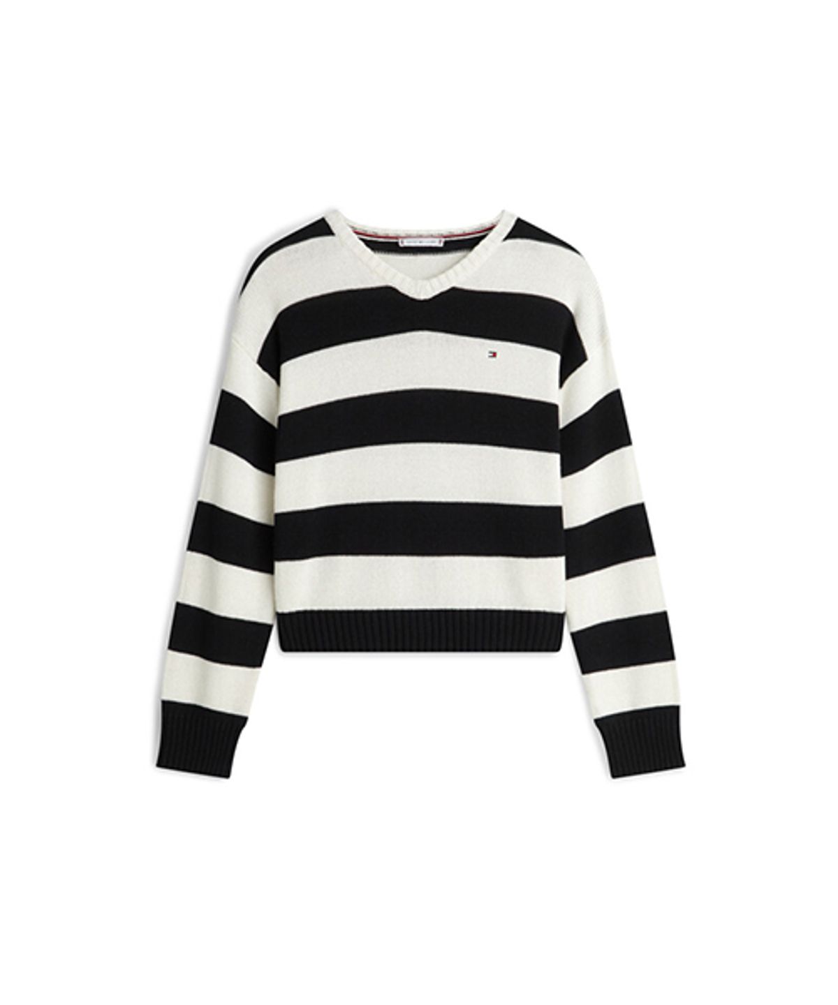 타미힐피거(TOMMY HILFIGER) 볼드 스트라이프 브이넥 풀오버 (T22G0KTO031WT10AQ)