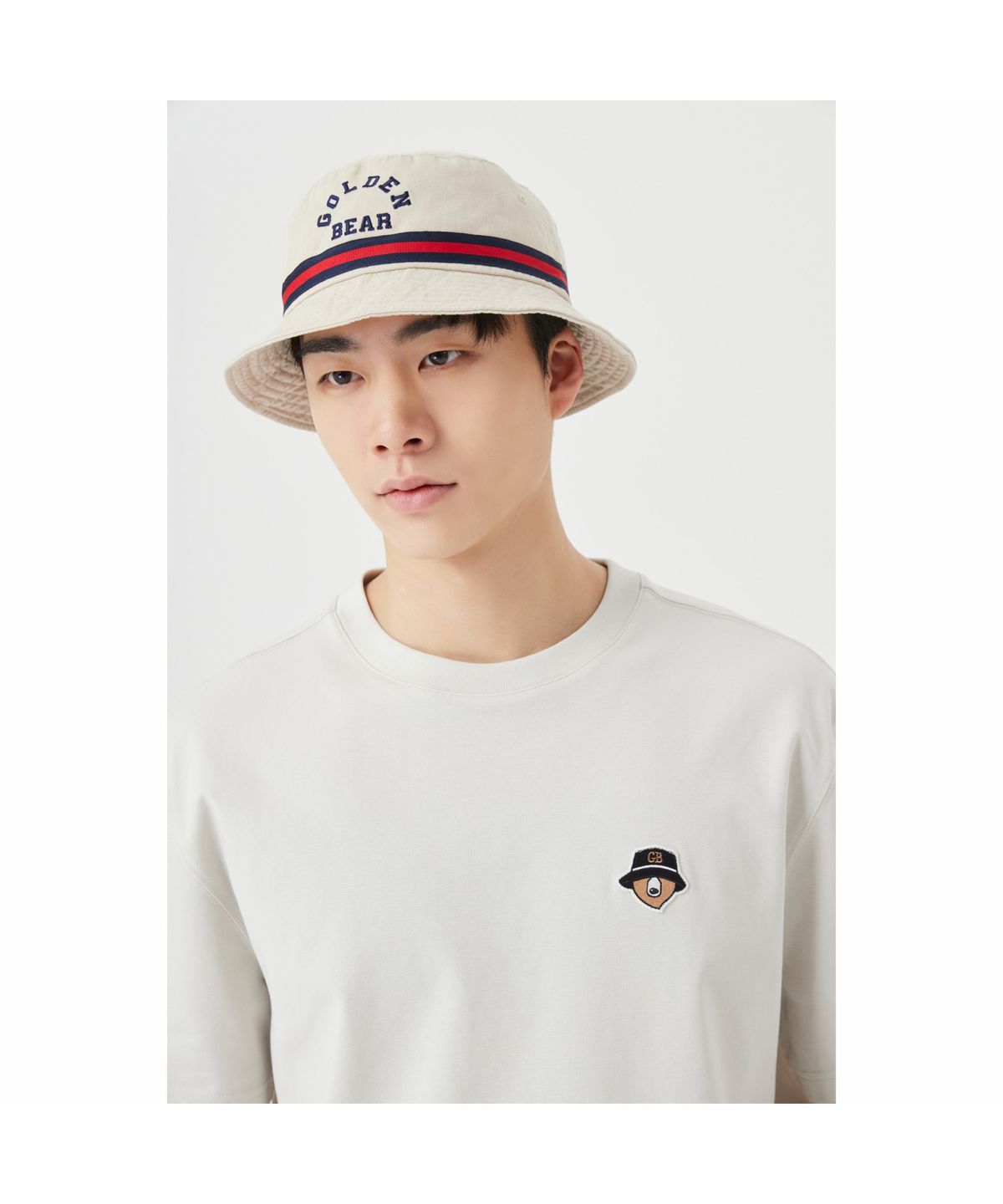 골든베어(GOLDEN BEAR) (U) Tri-Color Taped Bucket Hat G6RAX26121BEX