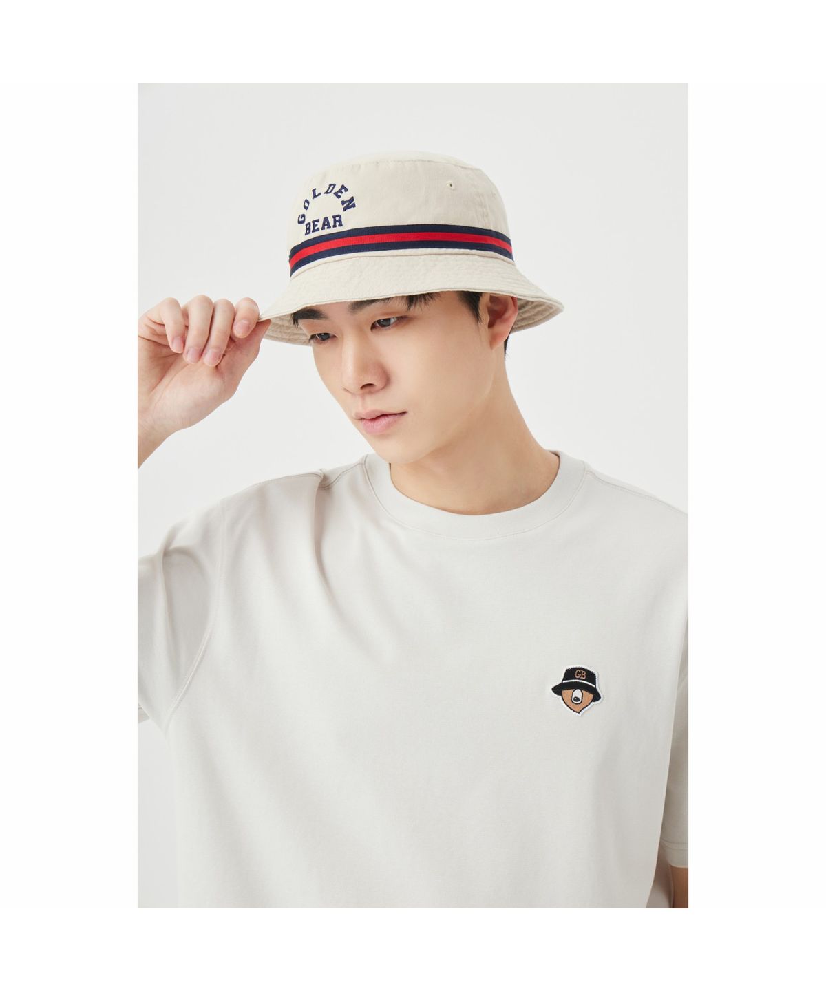 골든베어(GOLDEN BEAR) (U) Tri-Color Taped Bucket Hat G6RAX26121BEX