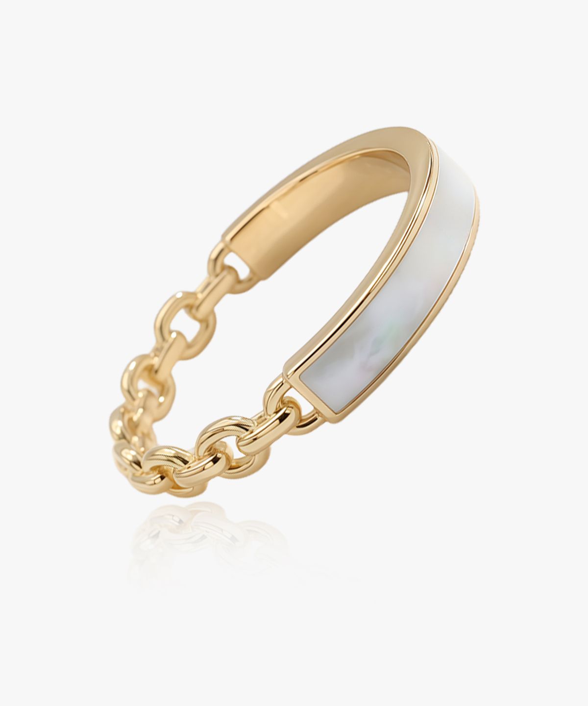 엘렌쥬얼리(HELENE JEWELRY) 925실버 백자개 하프 체인 미스 링 반지