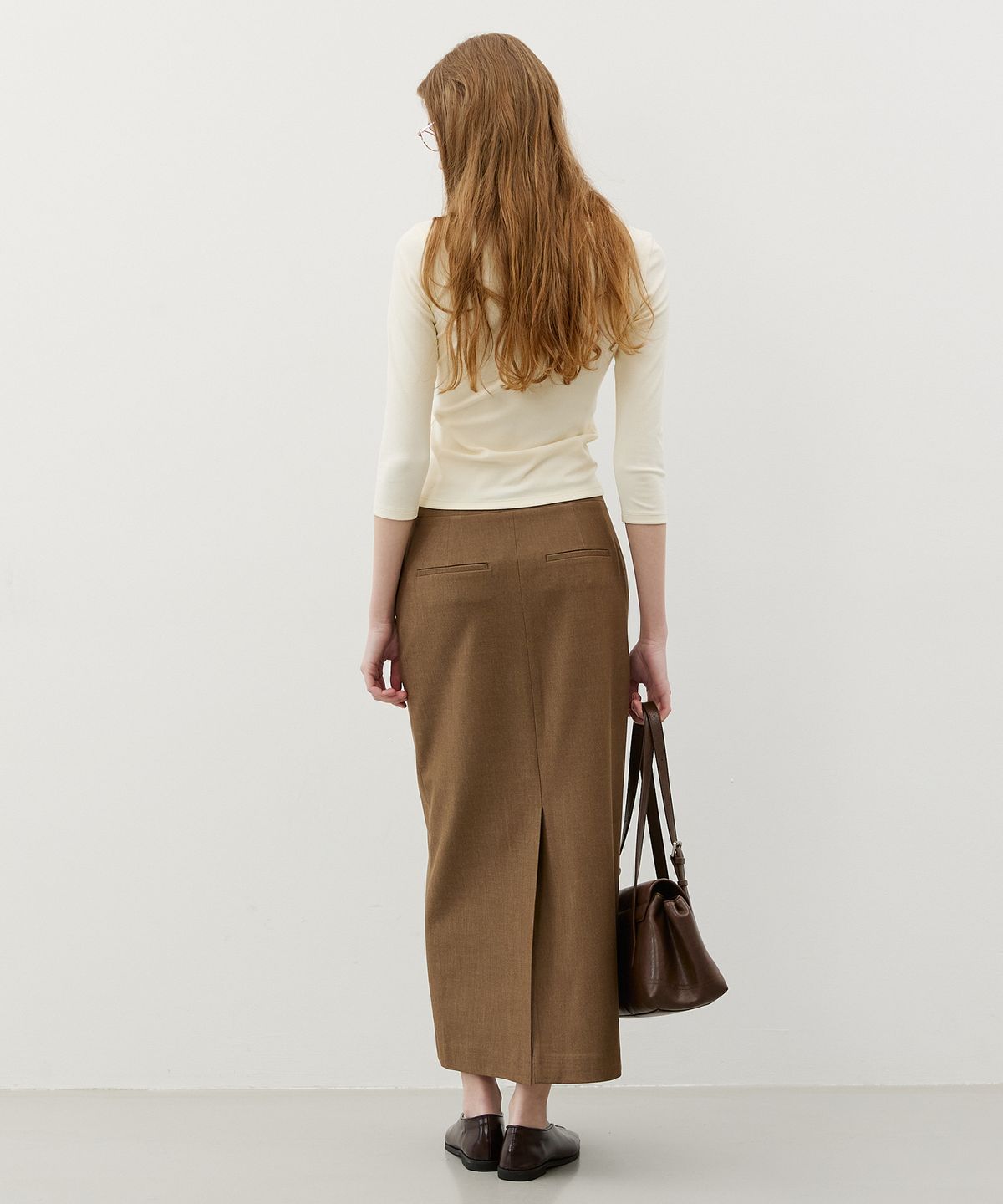 시티브리즈(CITYBREEZE) 캐시 벨라인 롱 스커트_BROWN