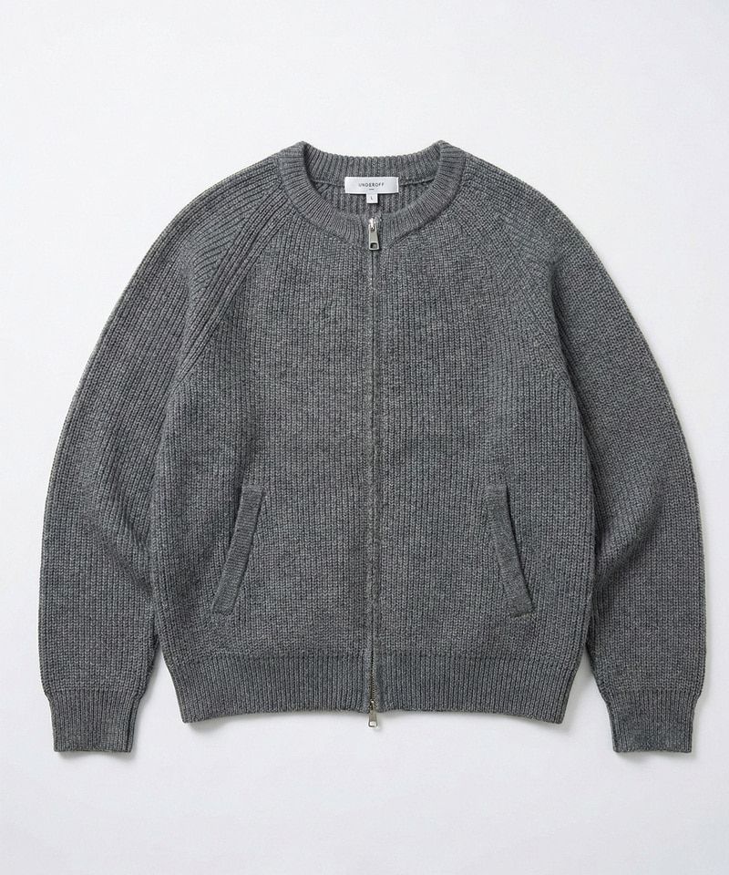 MUSINSA公式 | UNDEROFF クロップニットジップアップカーディガングレー