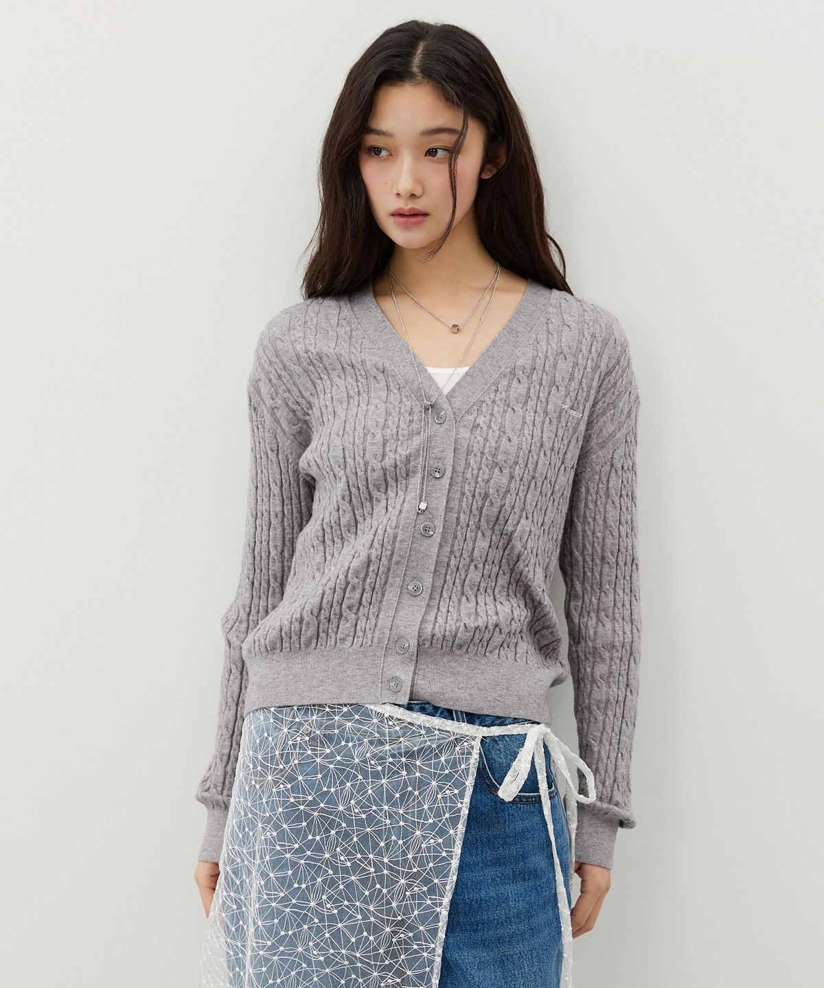 시티브리즈(CITYBREEZE) 케이블 브이넥 가디건_3COLORS