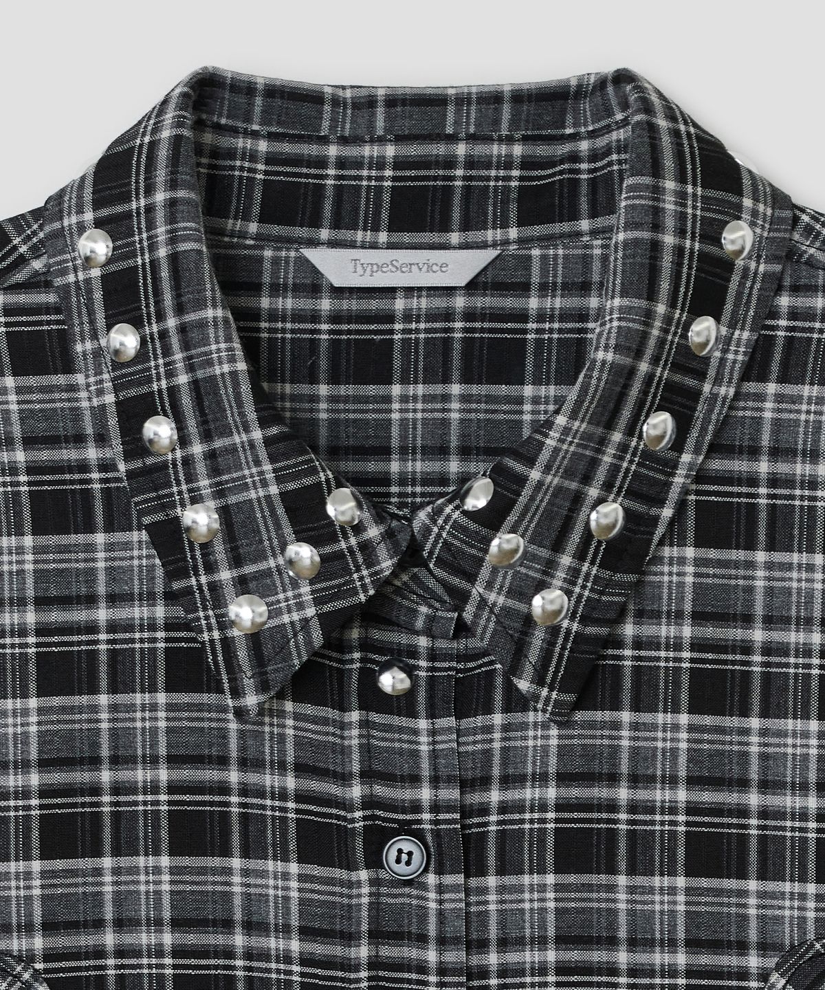 타입서비스(TYPESERVICE) Hotfix Embroidered Check Shirt [Black]