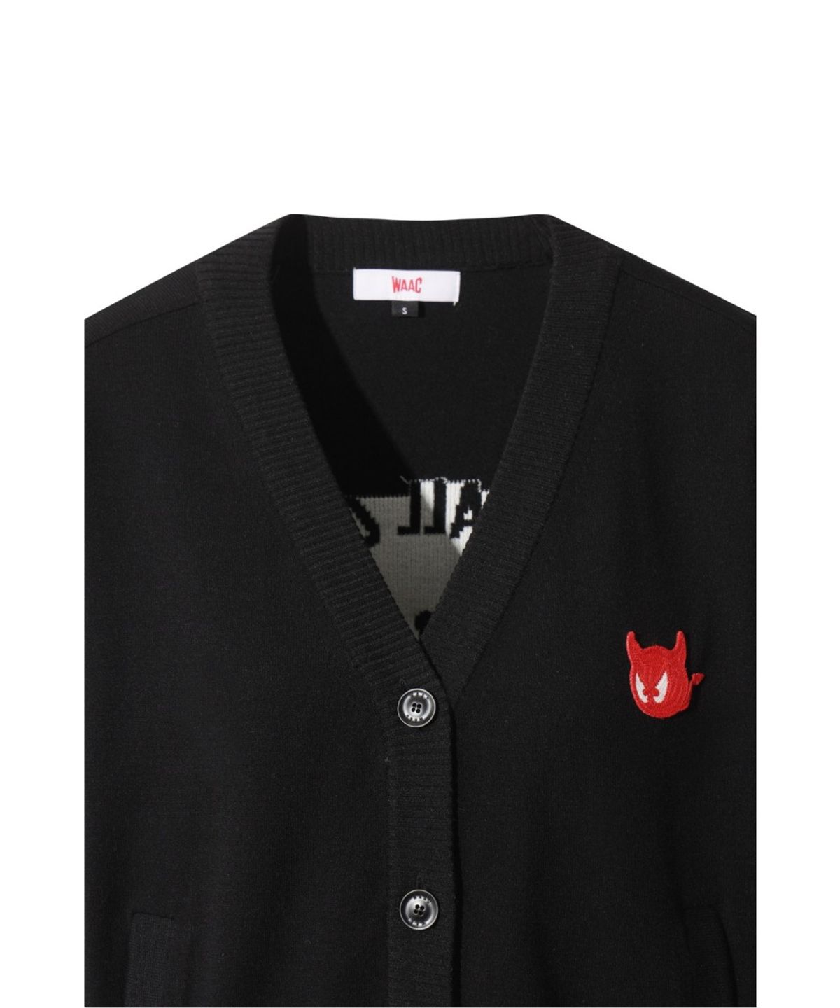 왁(WAAC) WAACKY V-neck Cardigan WWWAS26104BKX