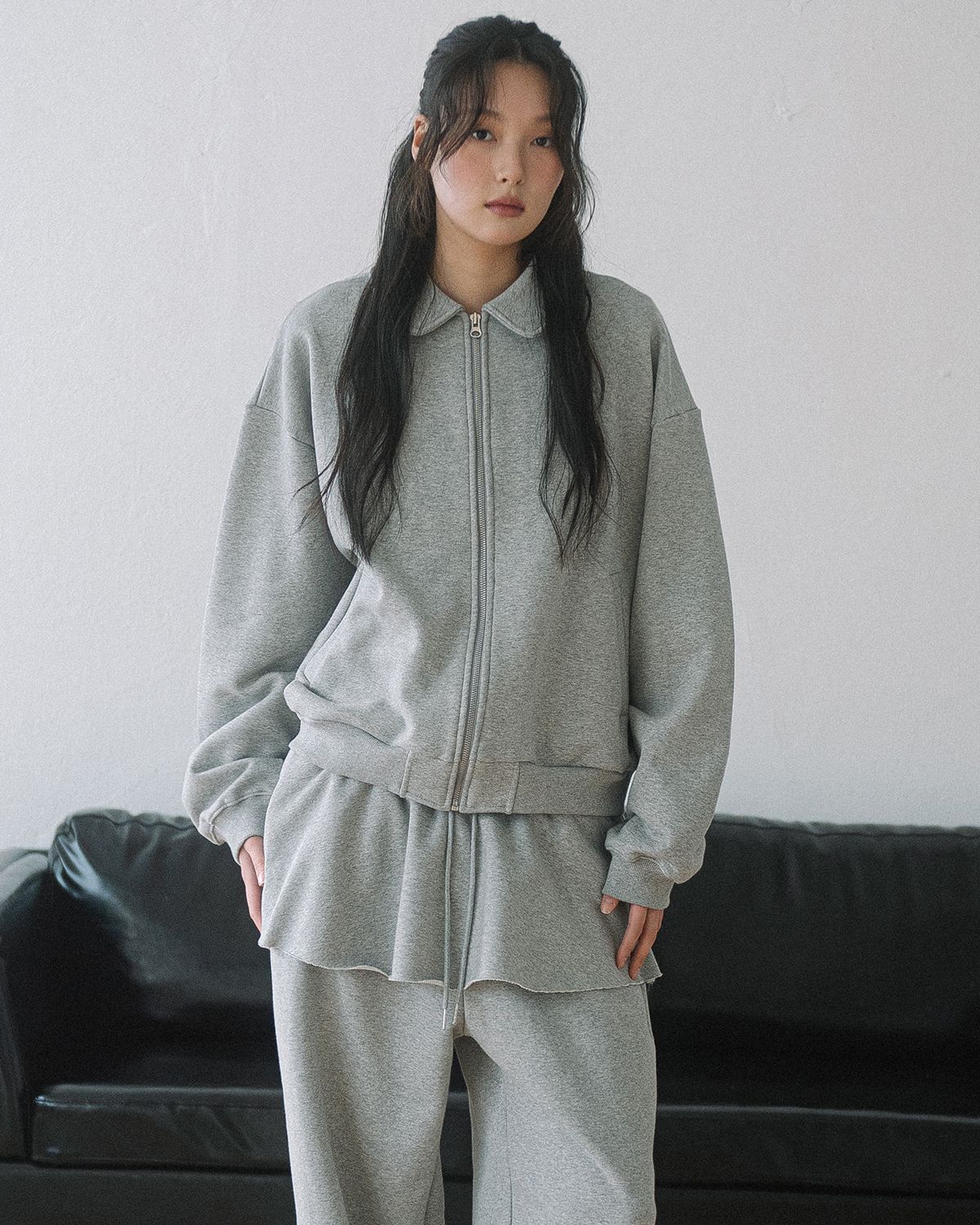해비즘(HAVISM) WP ROUND COLLAR ZIP UP JACKET(GREY)