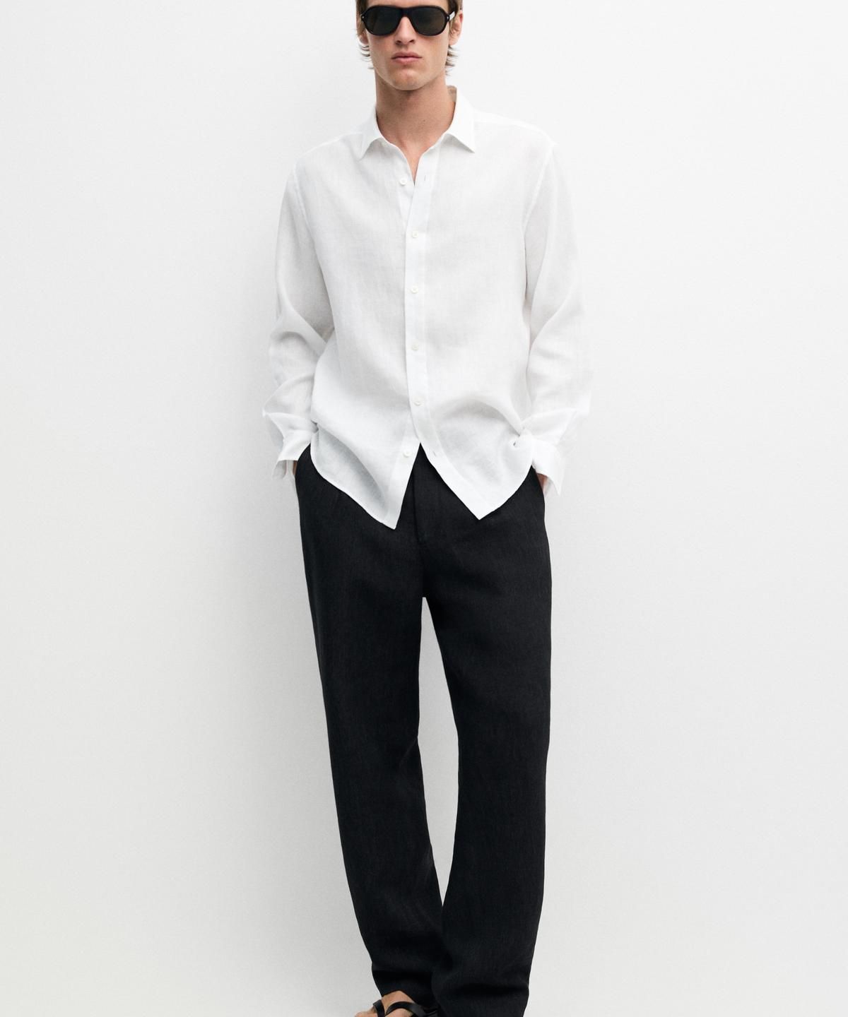 마시모두띠(MASSIMO DUTTI) 슬림 핏 100% 린넨 셔츠