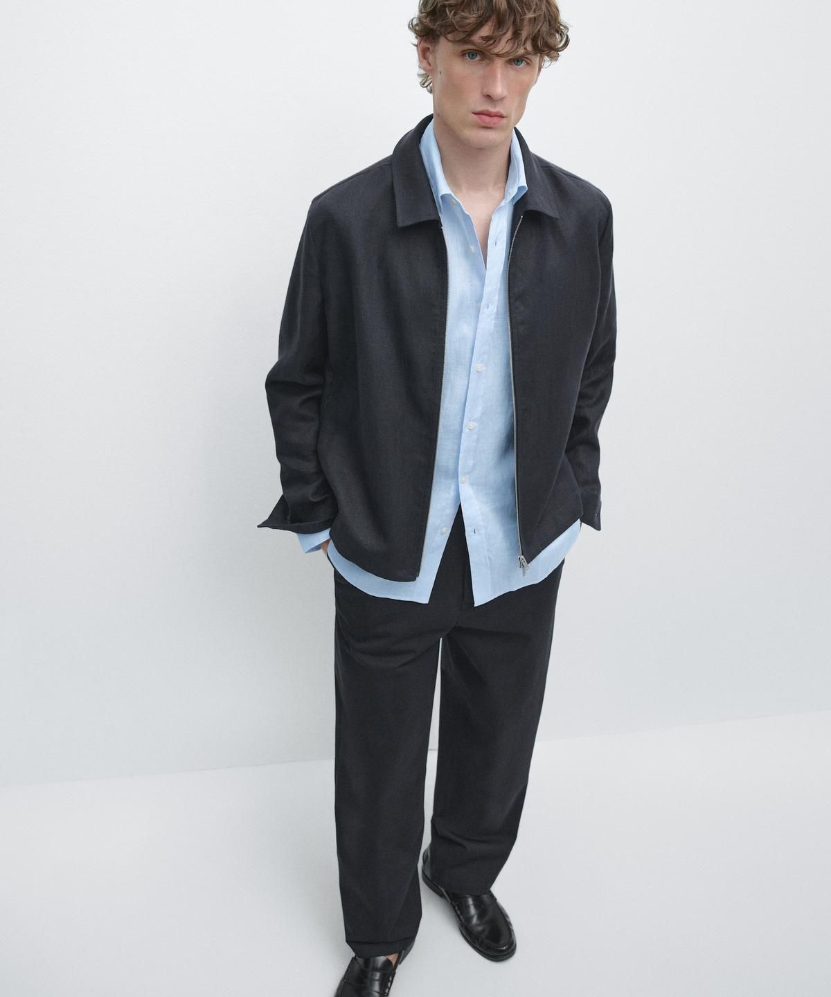 마시모두띠(MASSIMO DUTTI) 슬림 핏 100% 린넨 셔츠