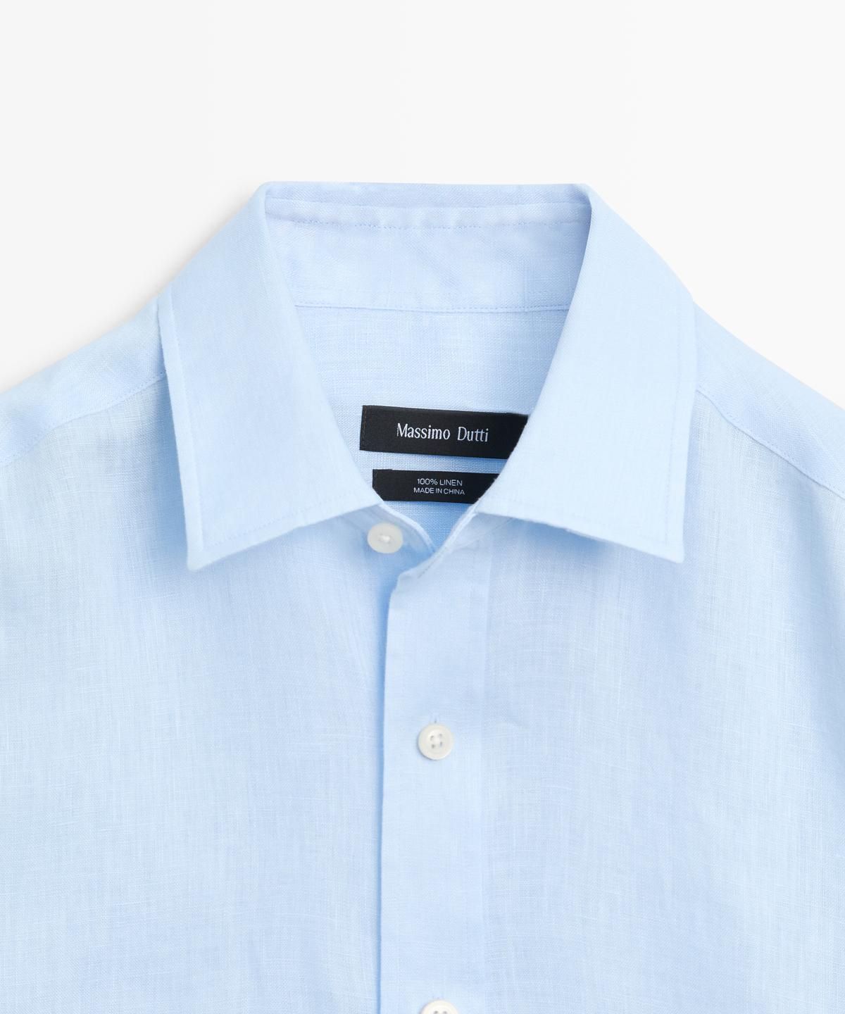 마시모두띠(MASSIMO DUTTI) 슬림 핏 100% 린넨 셔츠