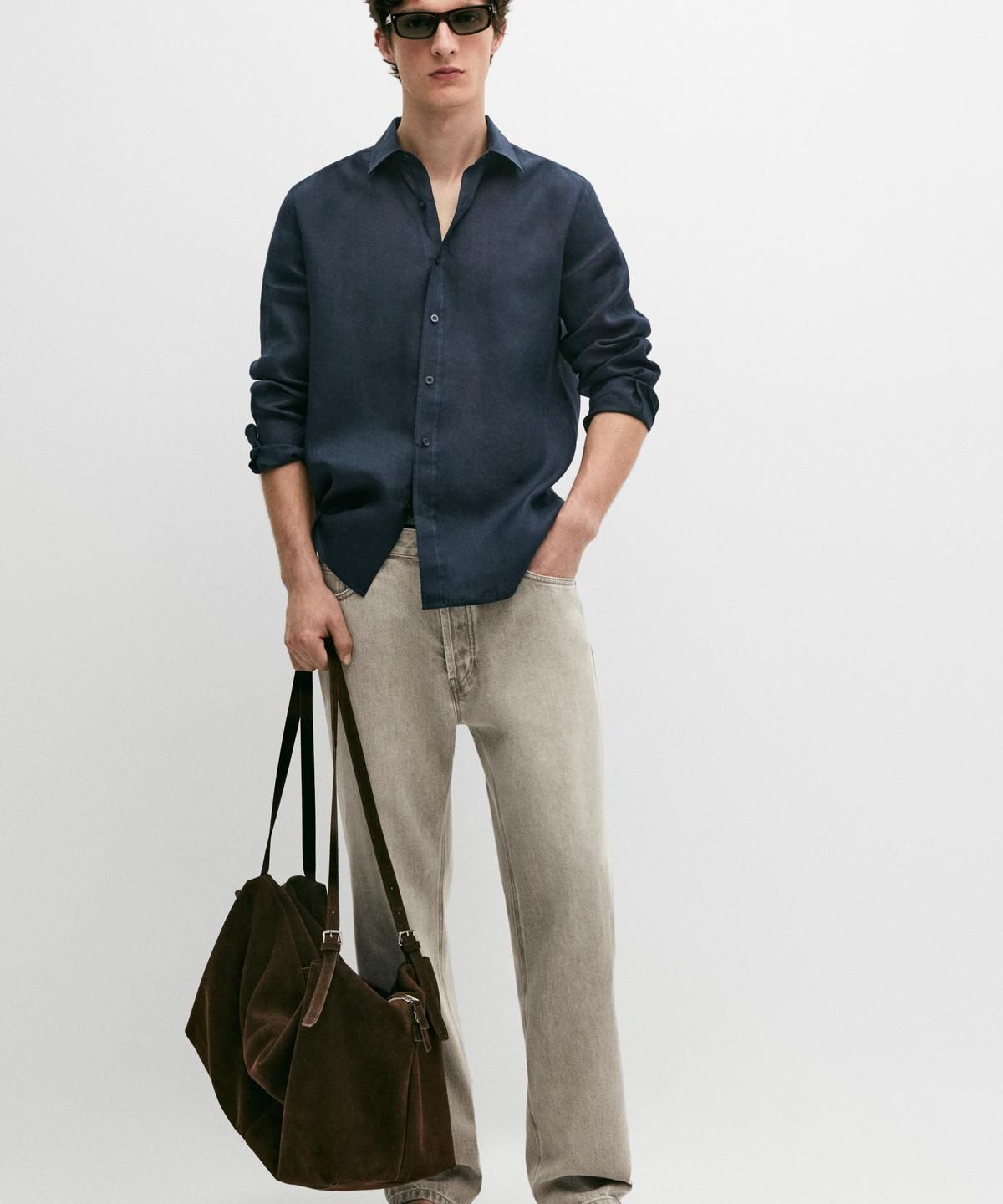 마시모두띠(MASSIMO DUTTI) 슬림 핏 100% 린넨 셔츠
