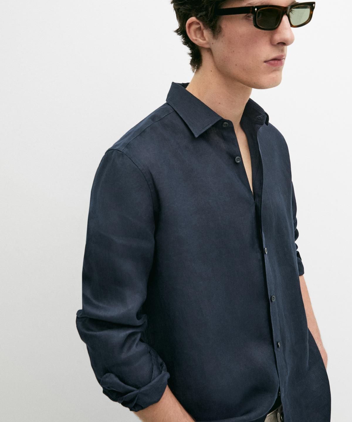 마시모두띠(MASSIMO DUTTI) 슬림 핏 100% 린넨 셔츠