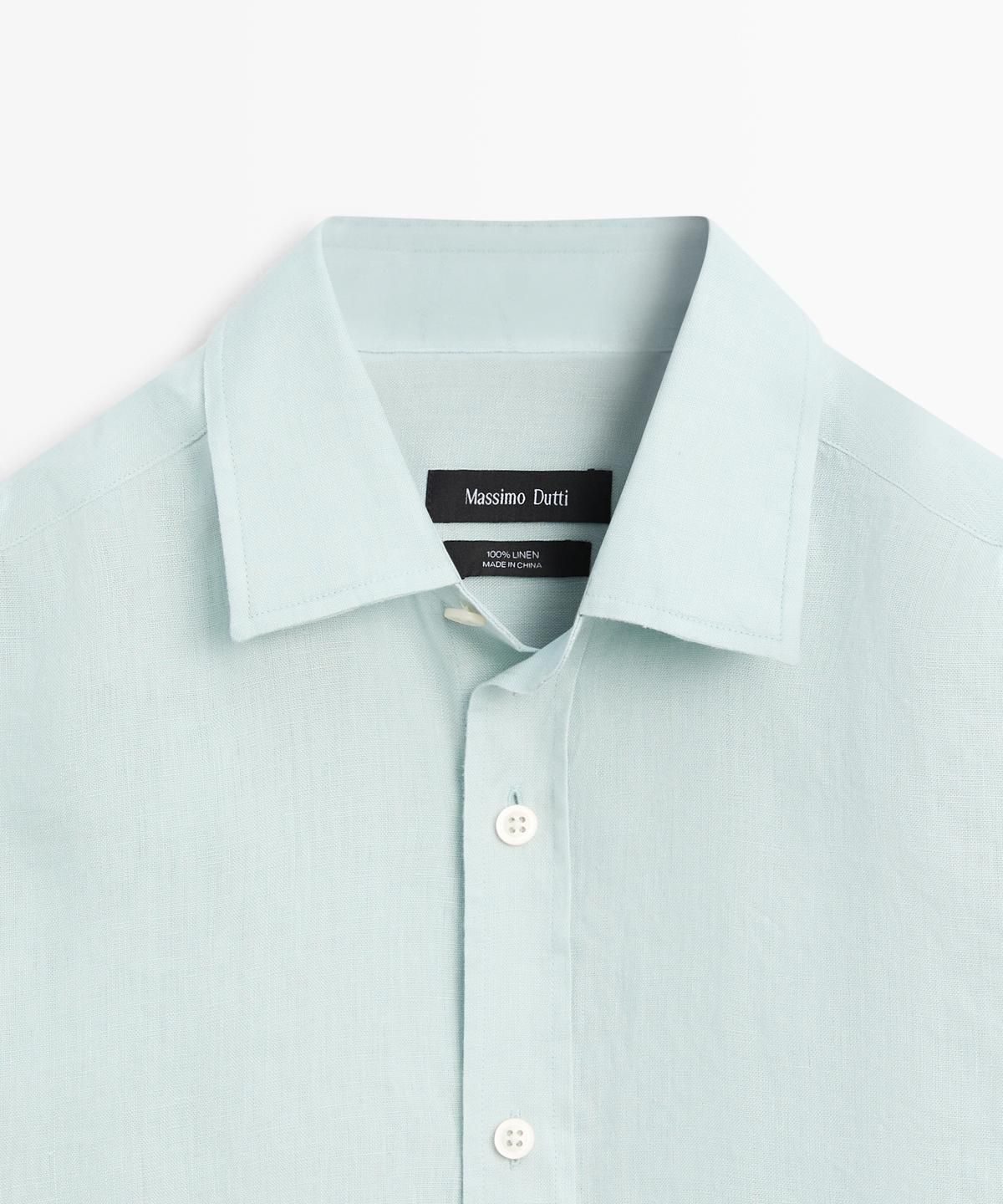 마시모두띠(MASSIMO DUTTI) 100% 린넨 슬림핏 셔츠