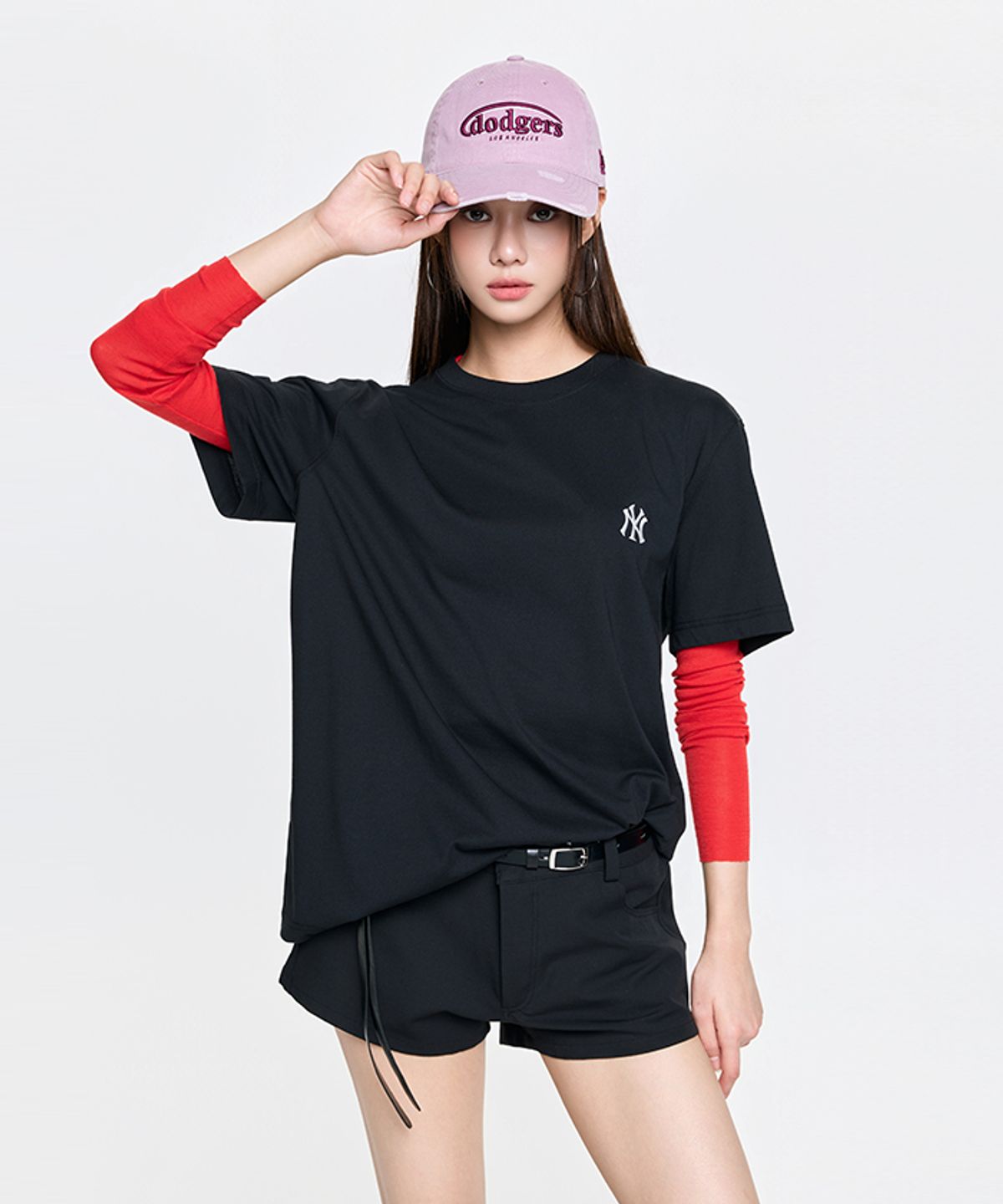 엠엘비(MLB) 베이직 컴포터블핏 반팔 티셔츠 NY (Black)